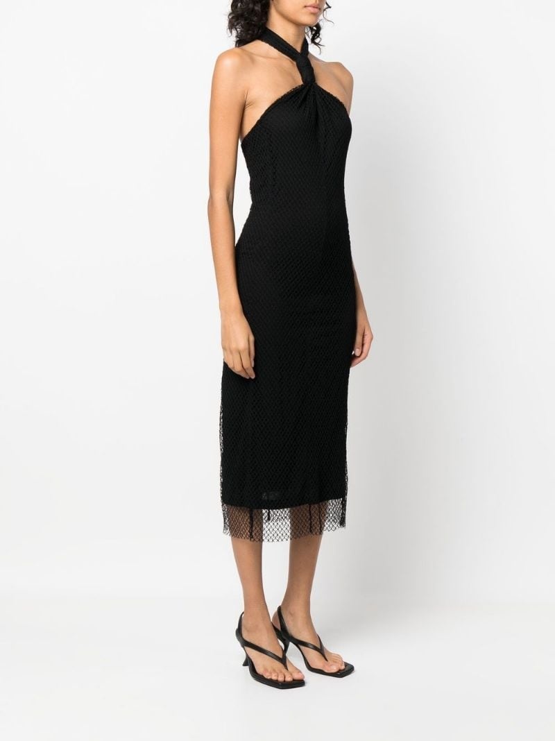 mesh-detail halterneck dress - 3