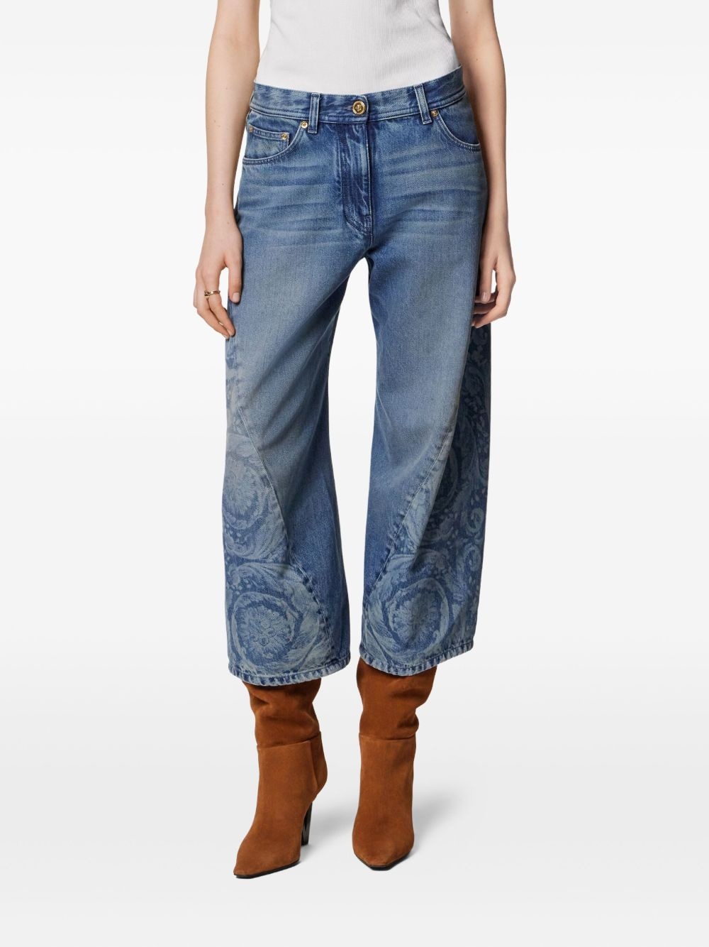 Barocco-pattern jeans - 3