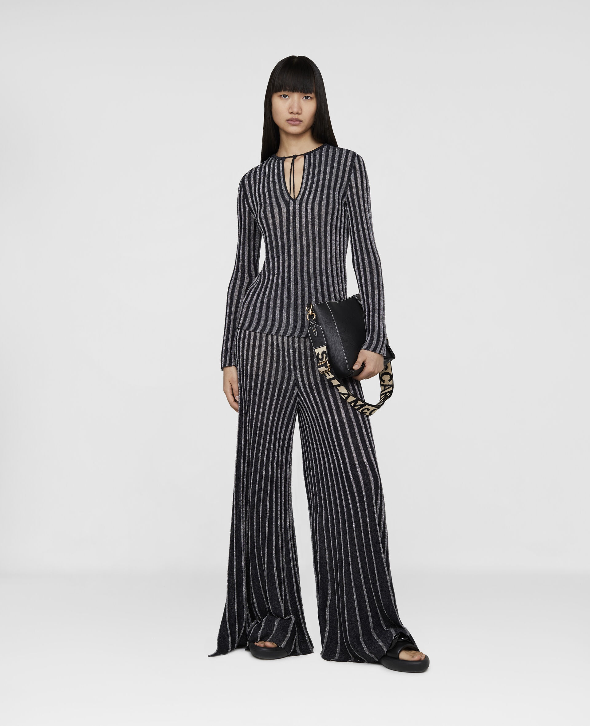 Pleated Knit Trousers with Pinstripes - 2