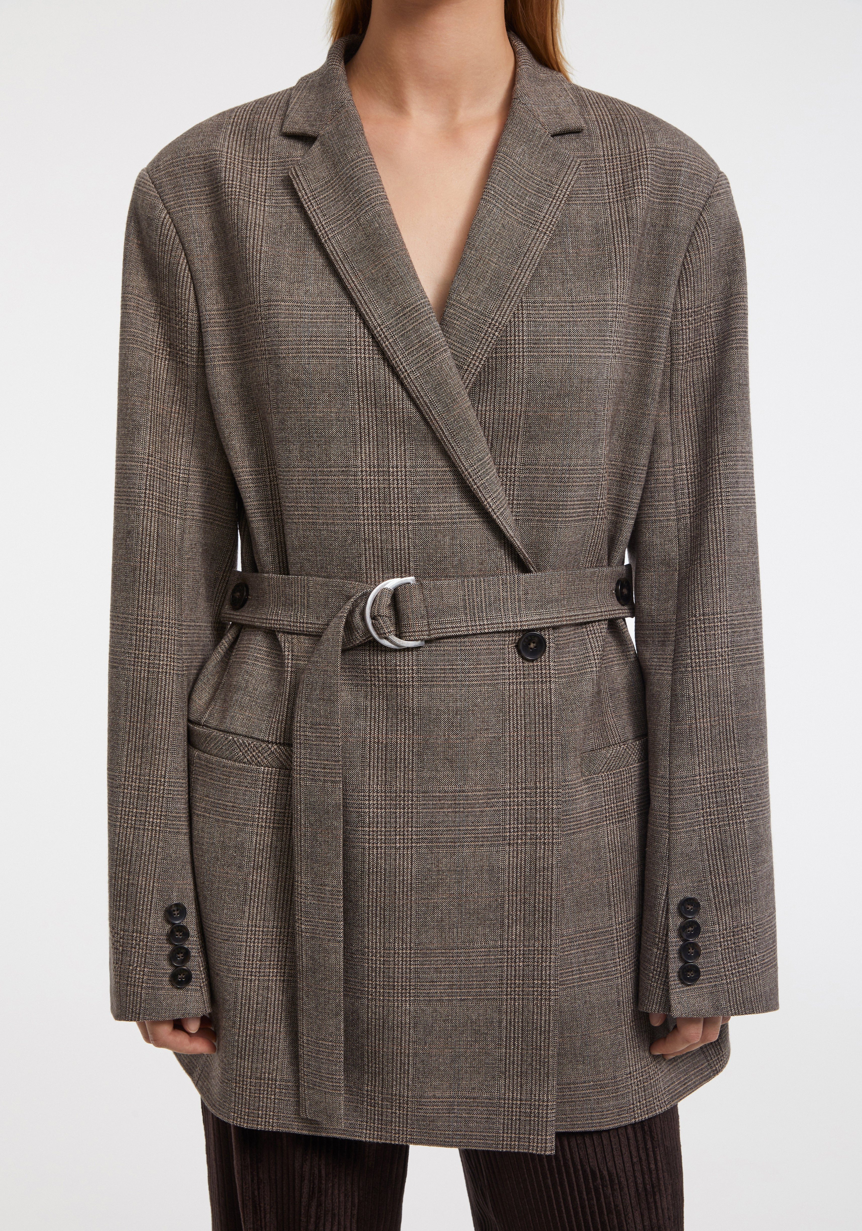 SHEPHERD
Checkered belted blazer - 3