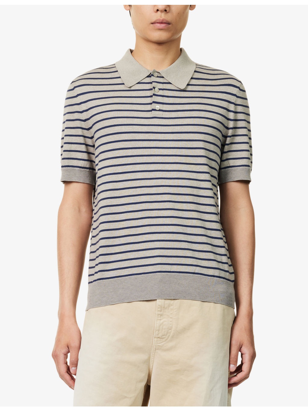 Ibiza Striped Cotton-Blend Knit Polo Shirt - 3