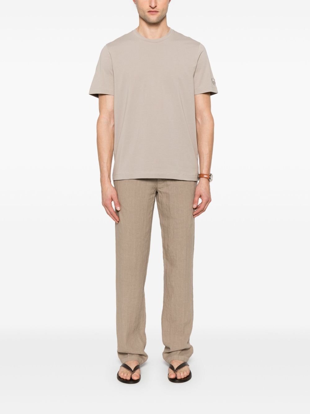 linen tapered-leg trousers - 2