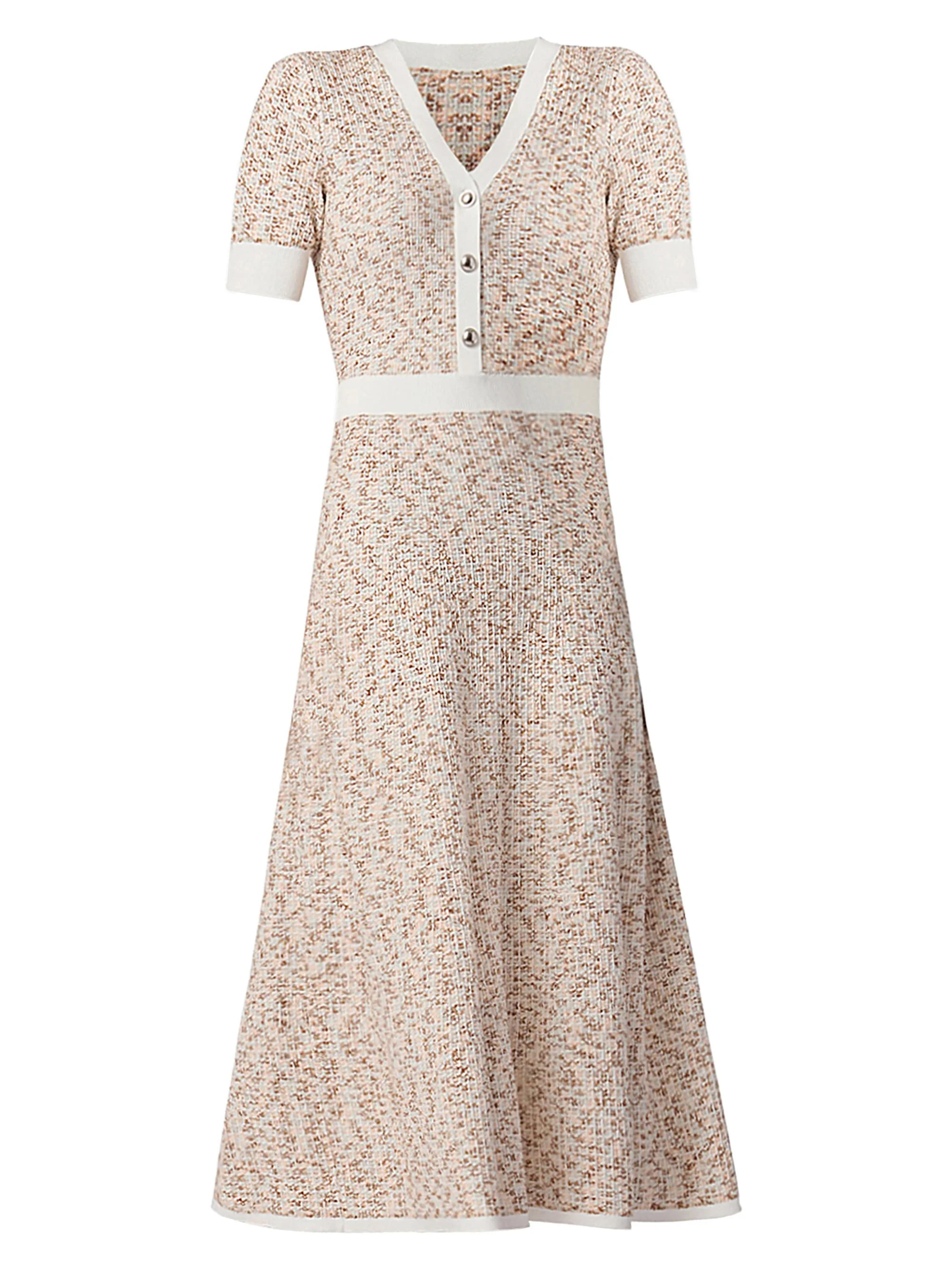 Women's Alison Bicolor Knit Shirtdress - Neutral Multi Optic - 1