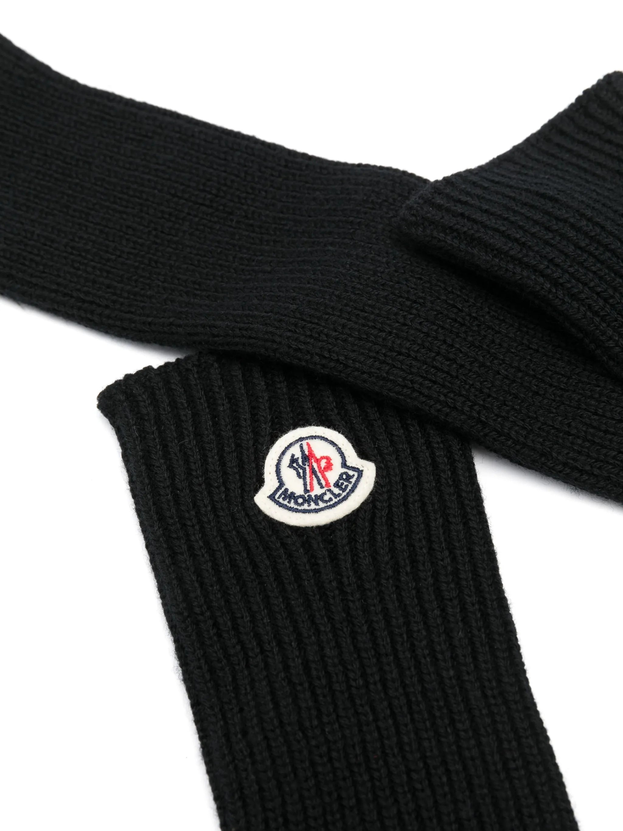 logo-patch ribbed gloves - 2