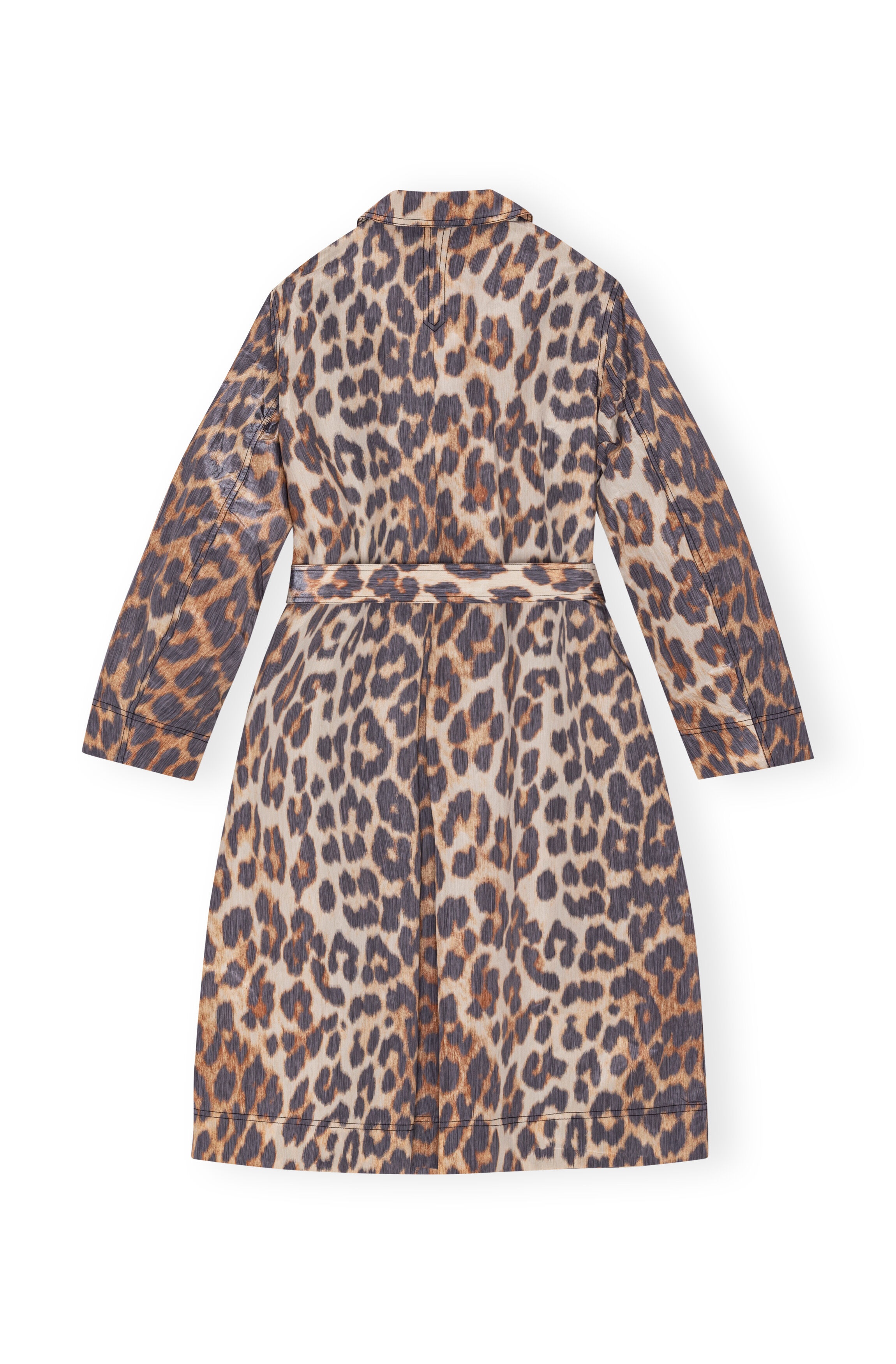 LEOPARD CRISPY SHELL BELT COAT - 2
