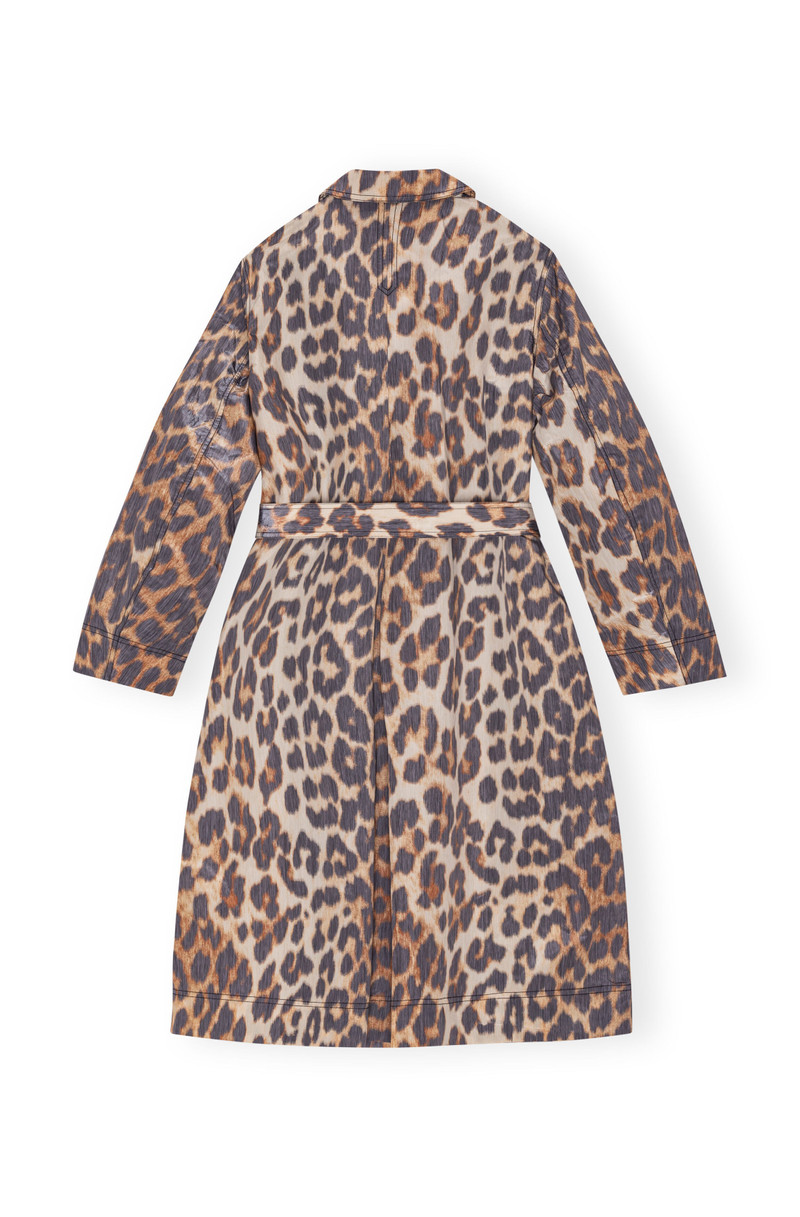 LEOPARD CRISPY SHELL BELT COAT 2