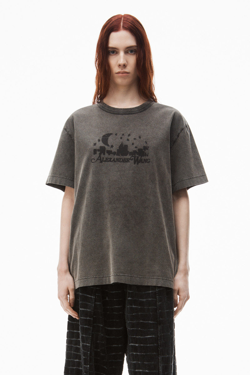 Distressed Skyline T-Shirt in Sueded Cotton Terry 2
