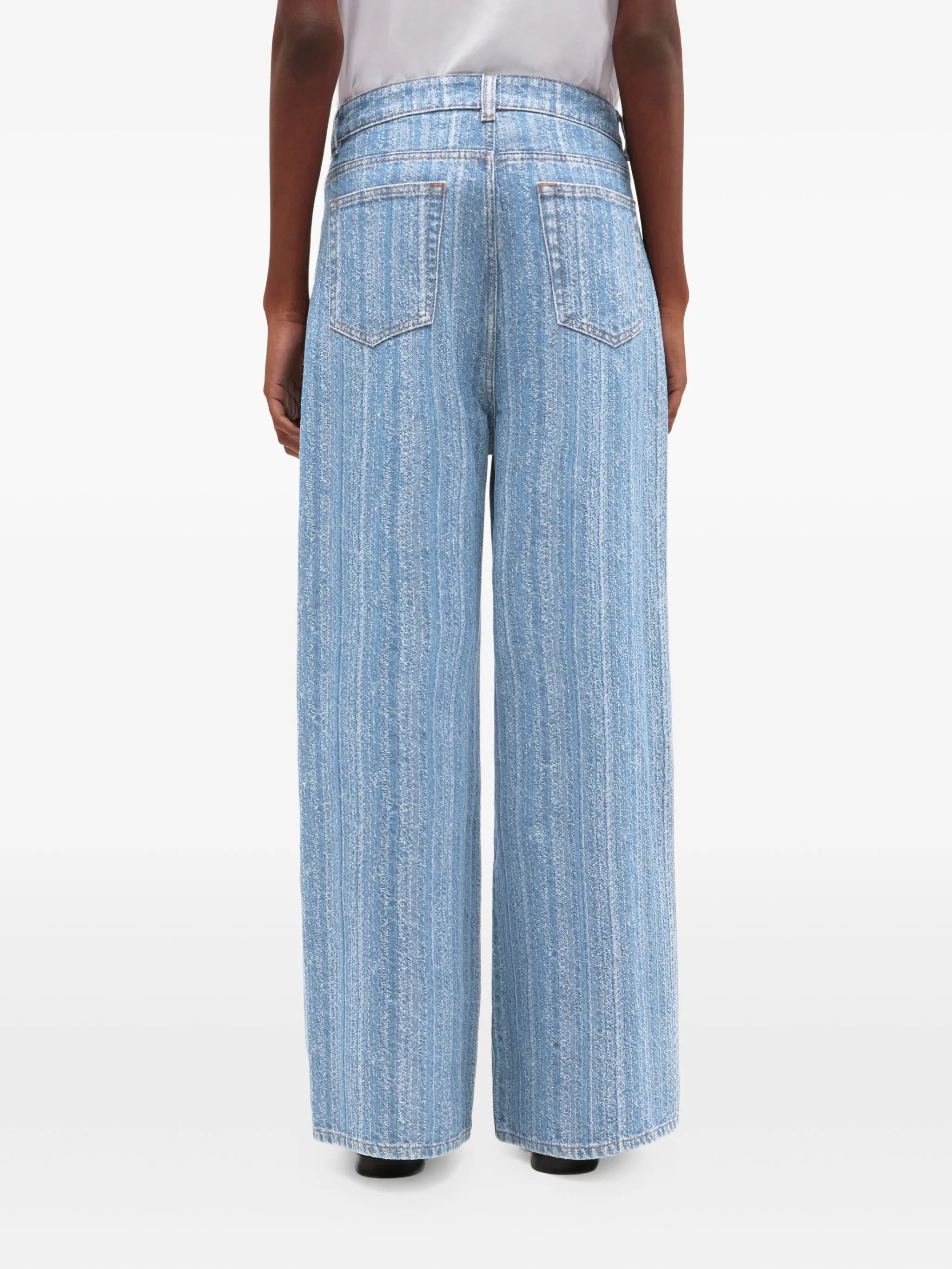 horizontal-pattern deconstructed jeans - 4