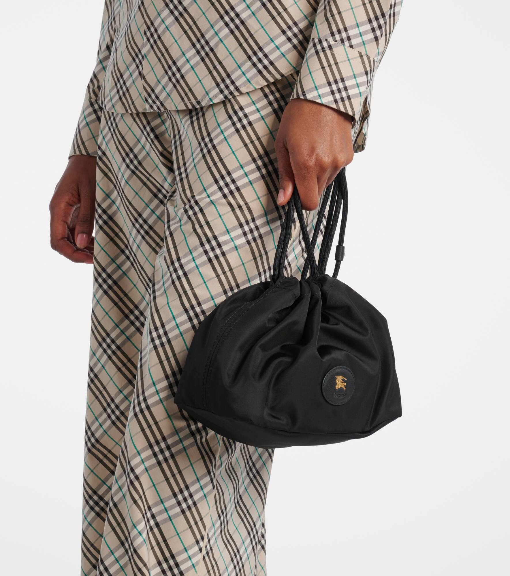 Reversible leather-trimmed pouch - 2