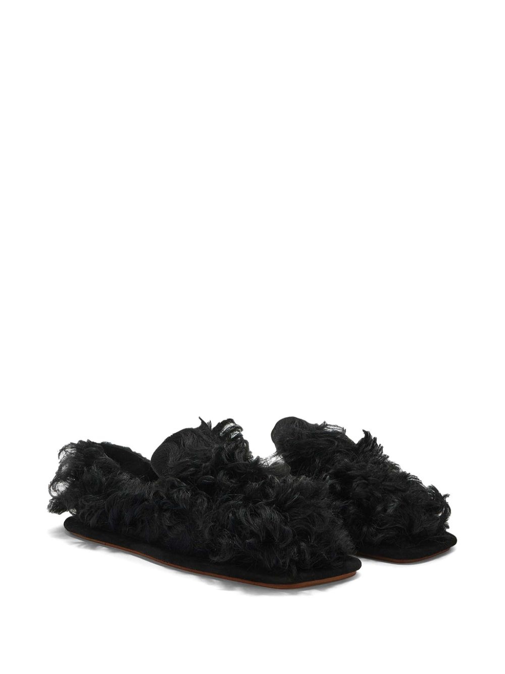 round-toe shearling slippers - 2