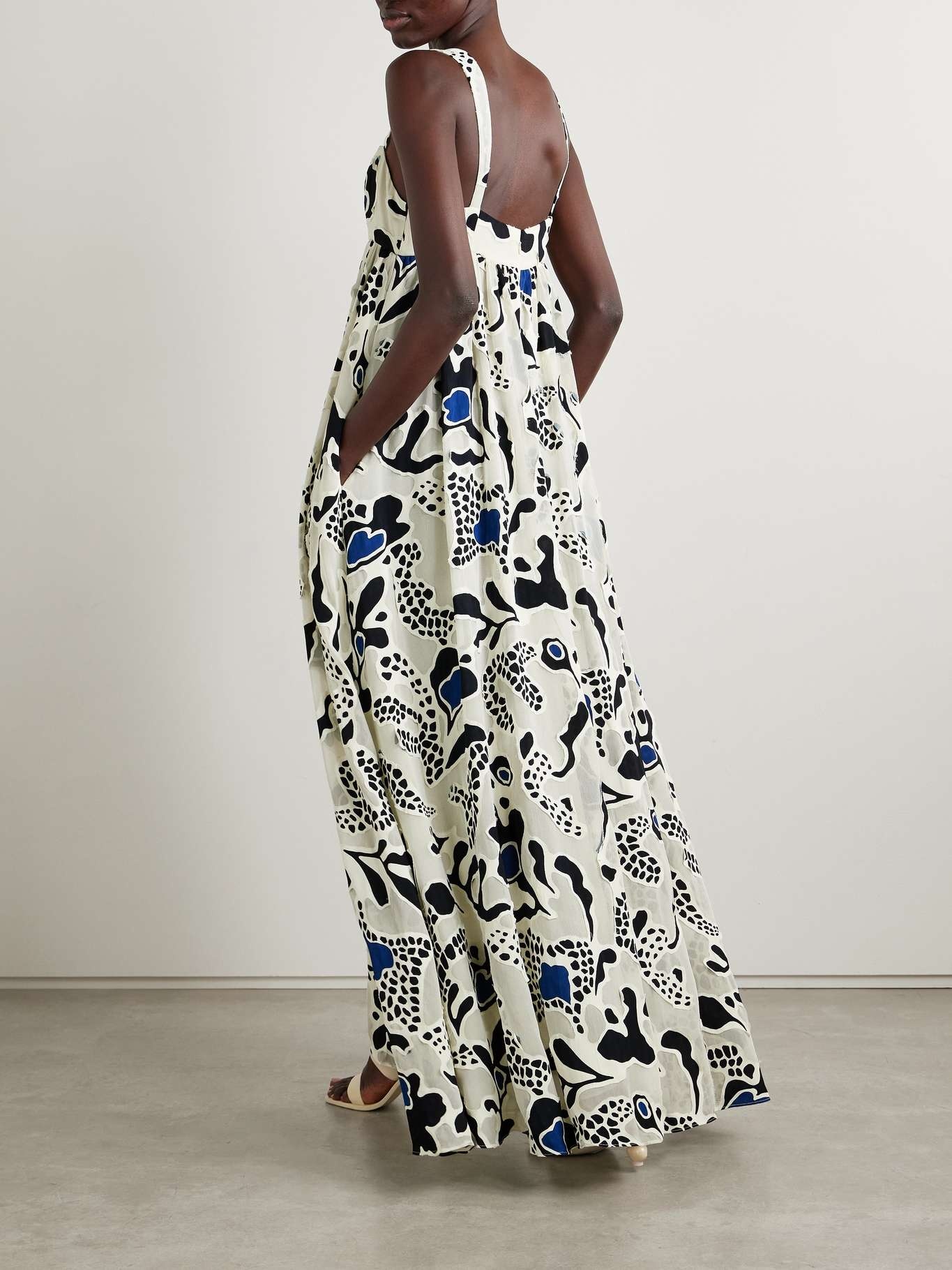 Leilani appliquéd printed crepe maxi dress Off-white - 3
