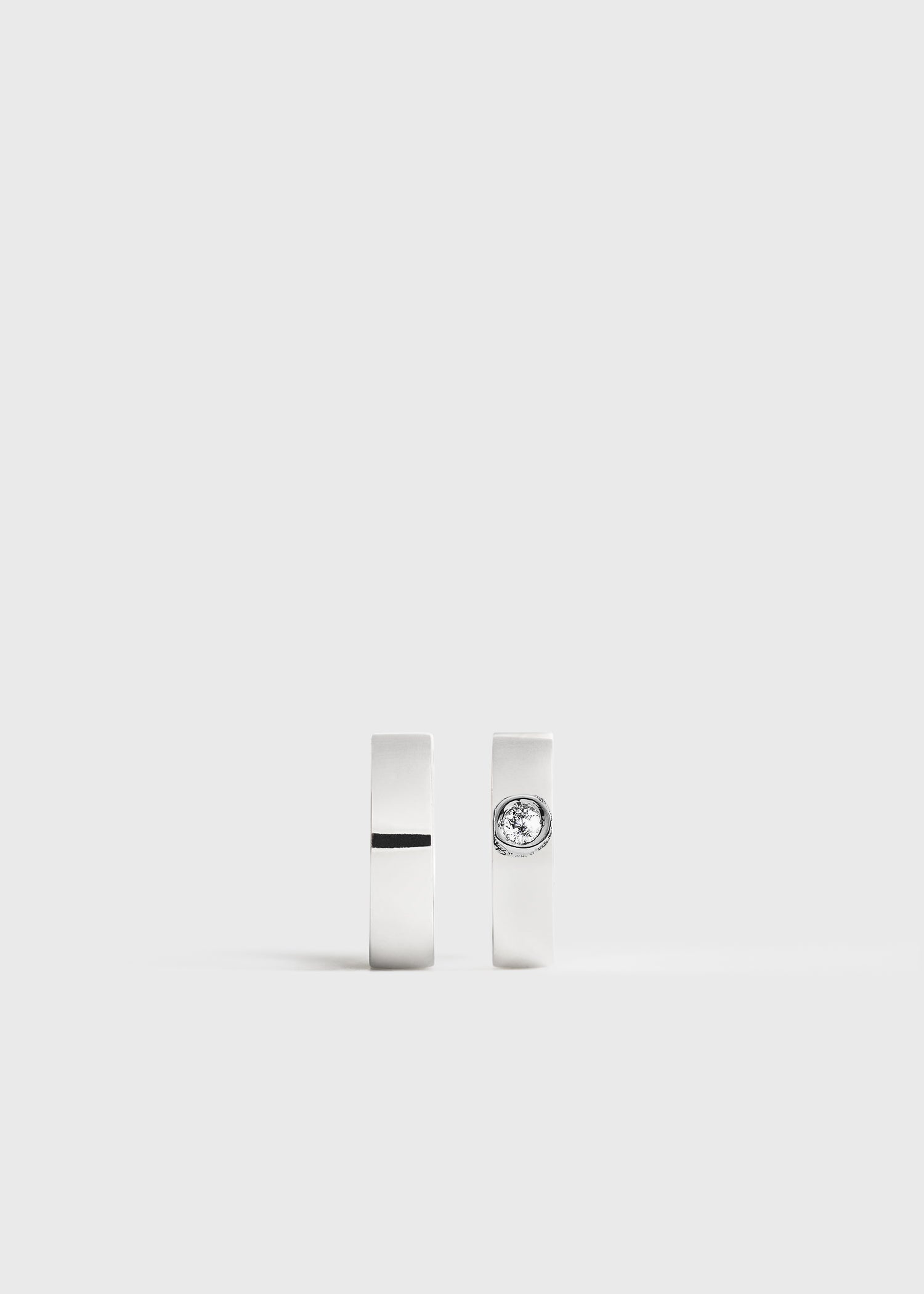 Bezel diamond hoops 18Kt white gold - 7