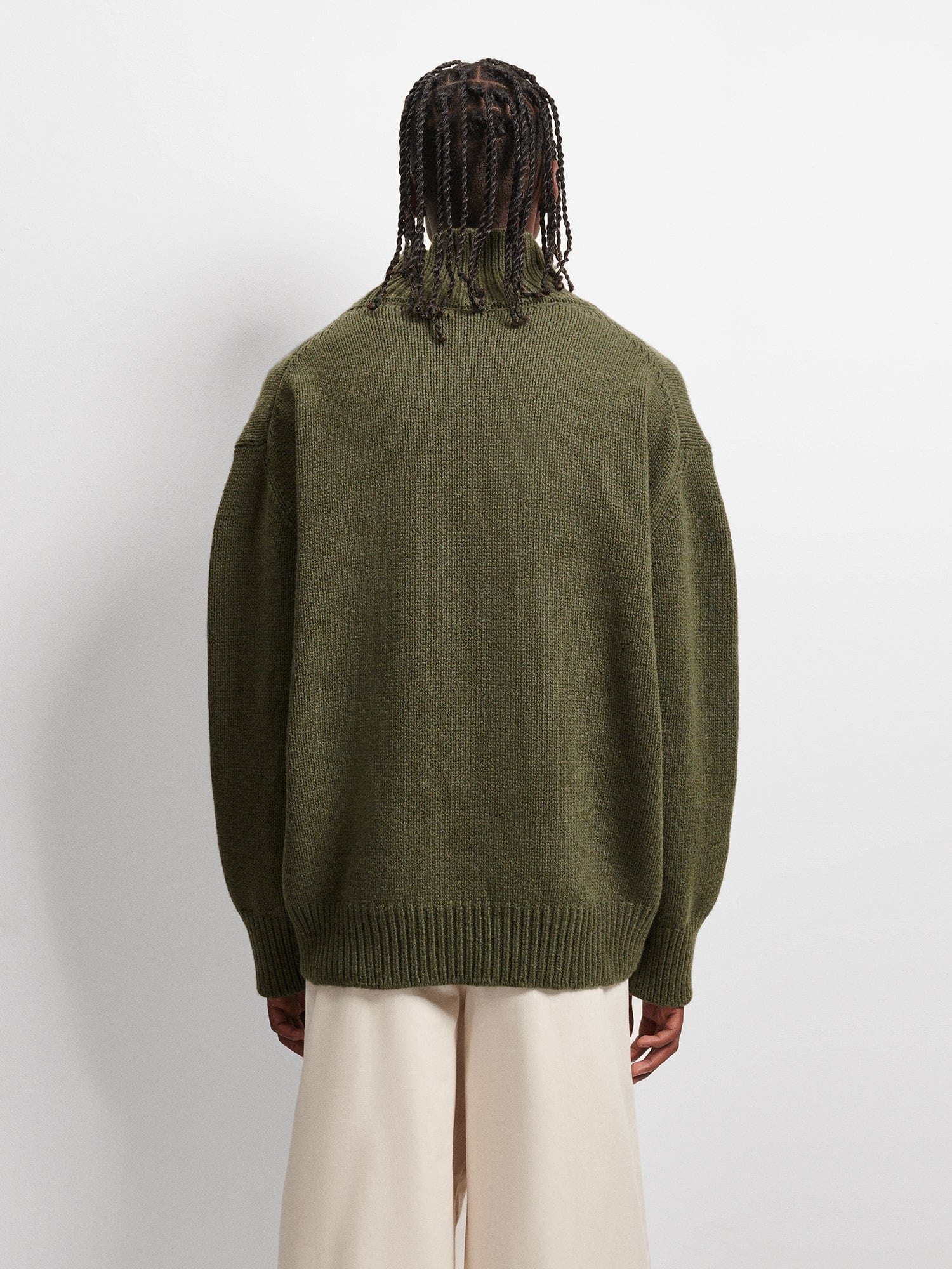 Men's Recycled Cashmere Turtleneck Sweater - Rosemary Green - 3