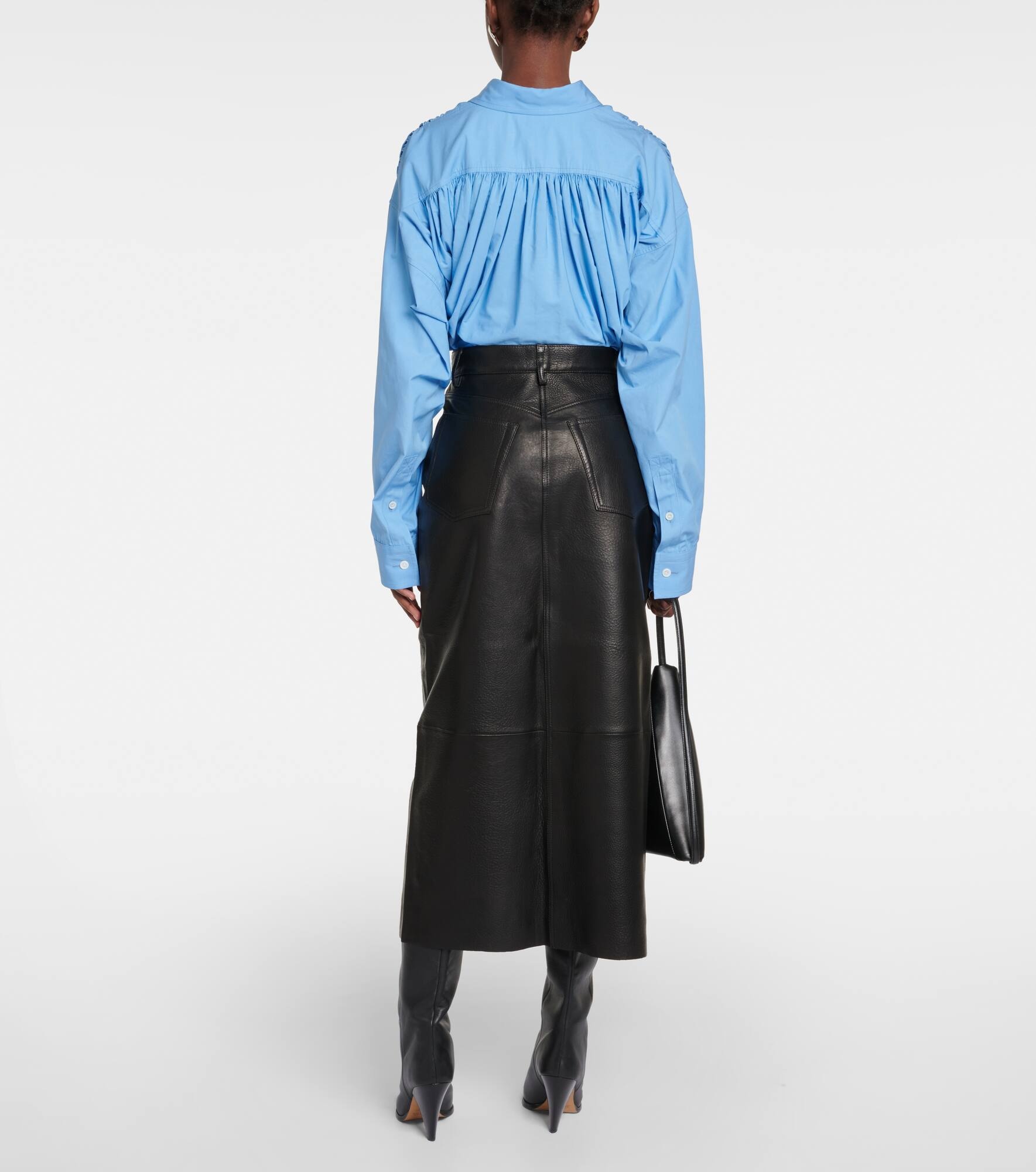 The Midaxi high-rise leather midi skirt - 3