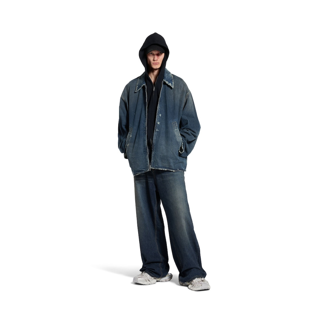 Men's Zip-up Denim Jacket in Blue - 2