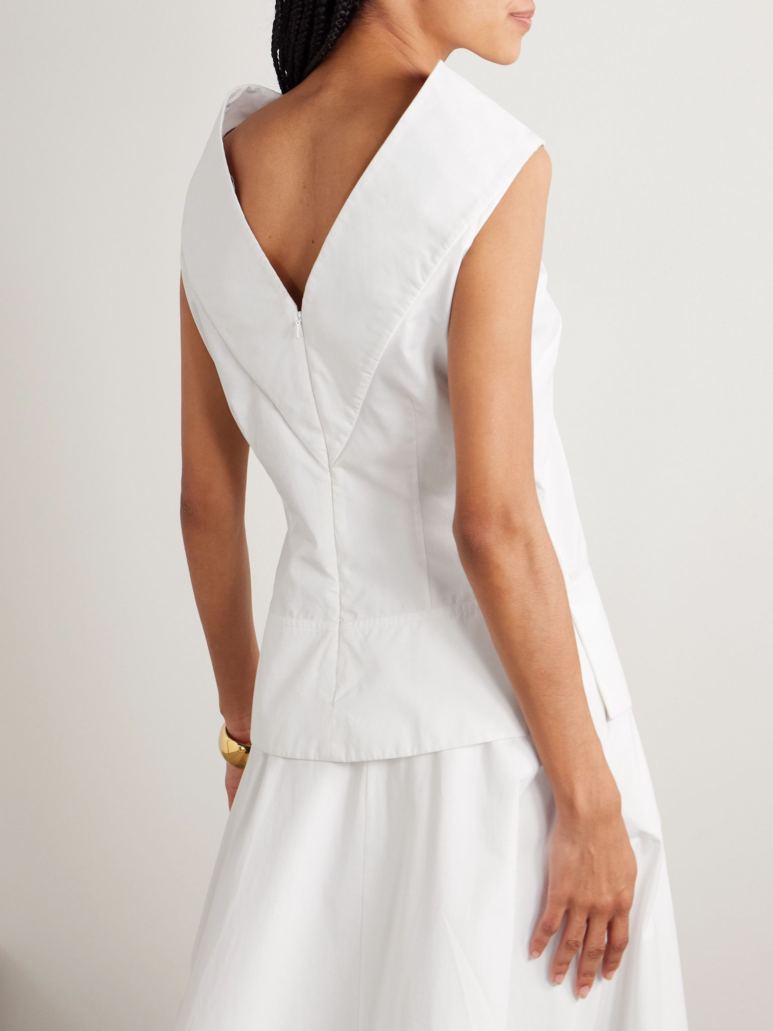 The Bowie draped cotton-poplin top White - 3