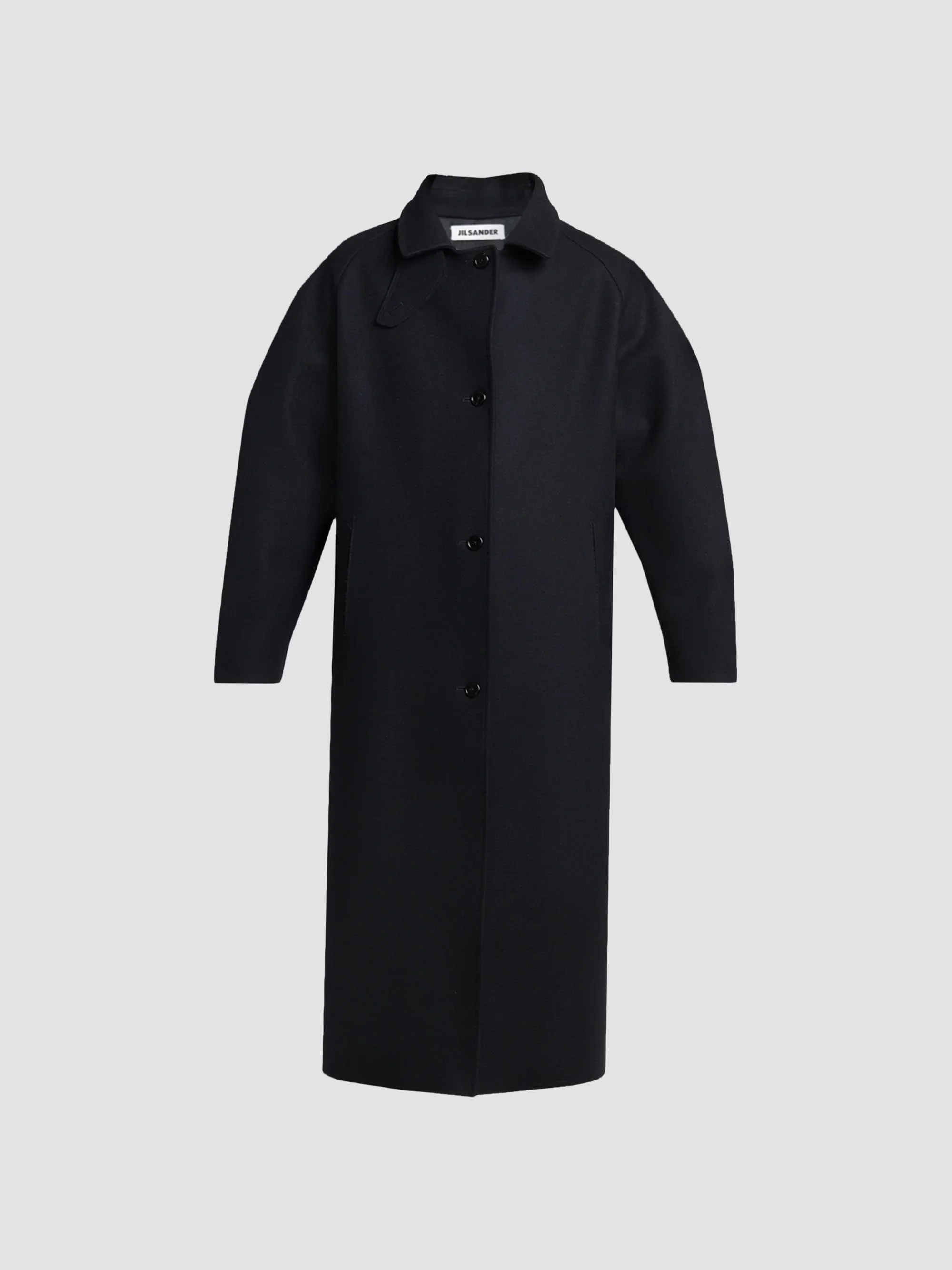 Men's Sport Virgin Wool Long Coat - Black - 1