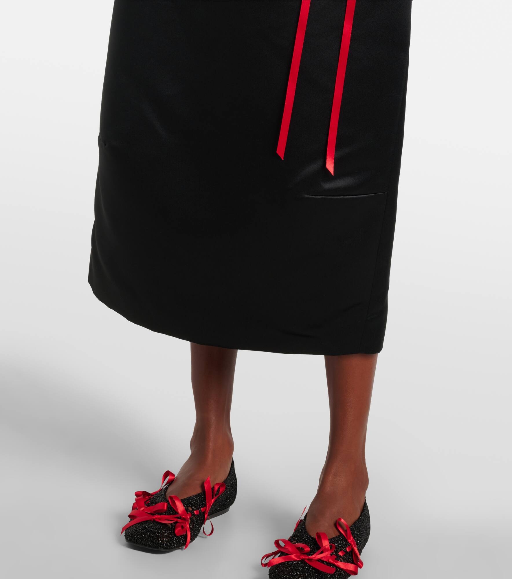 Bow-detail satin midi dress - 5