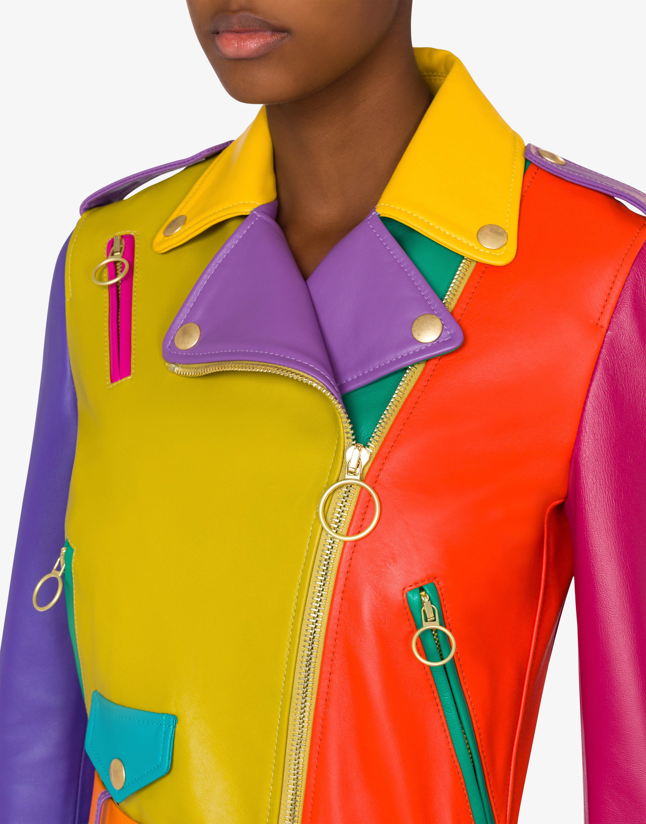 COLOUR BLOCK NAPPA BIKER - 4