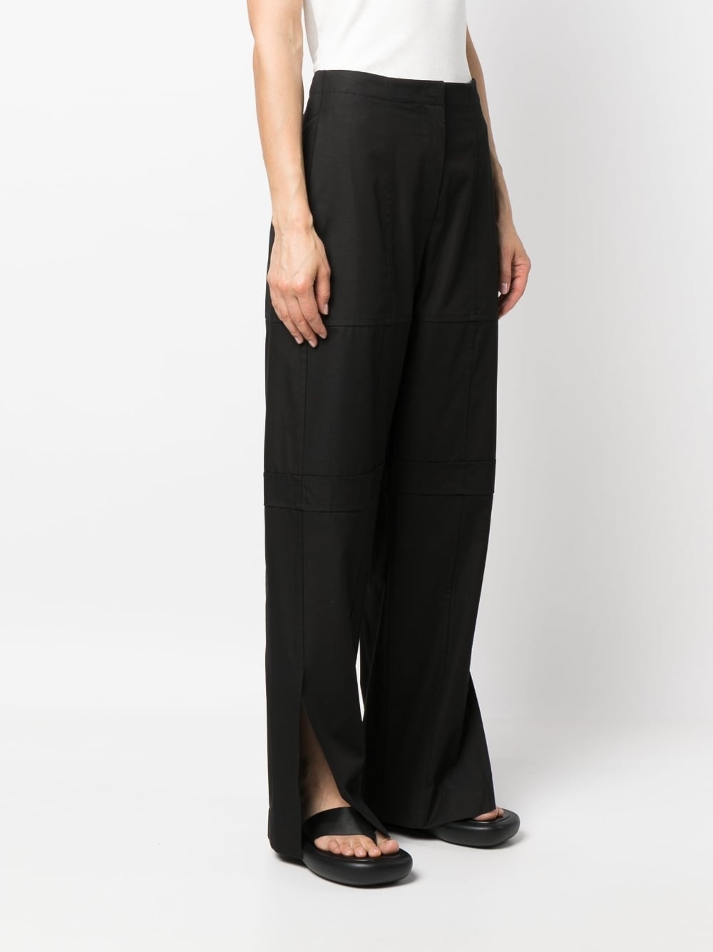 panelled straight-leg cut trousers - 3