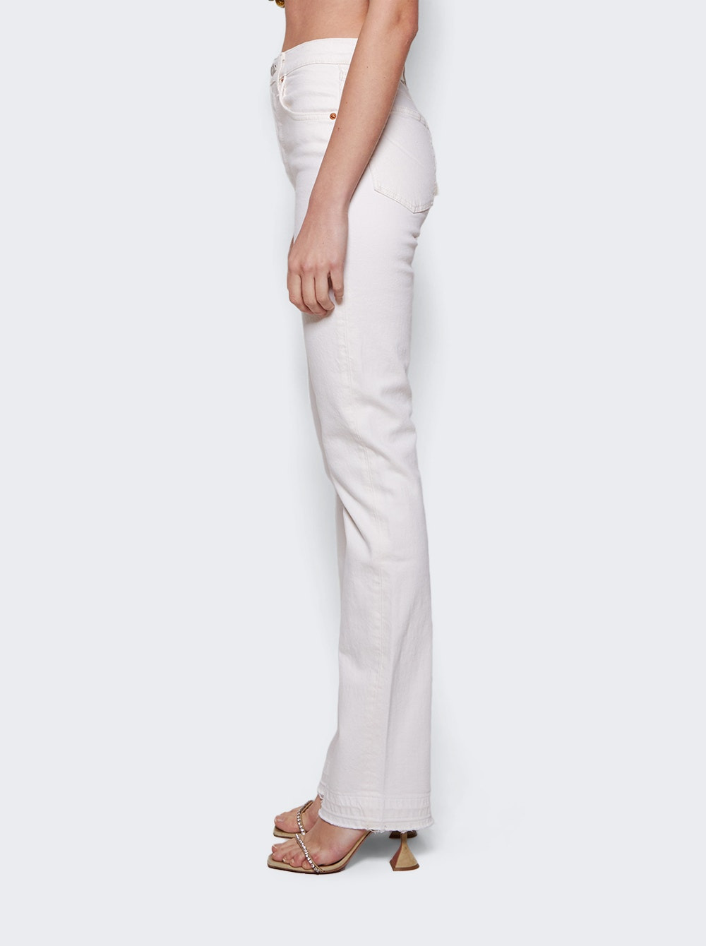 70s High Rise Skinny Boot Jeans Vintage White - 4