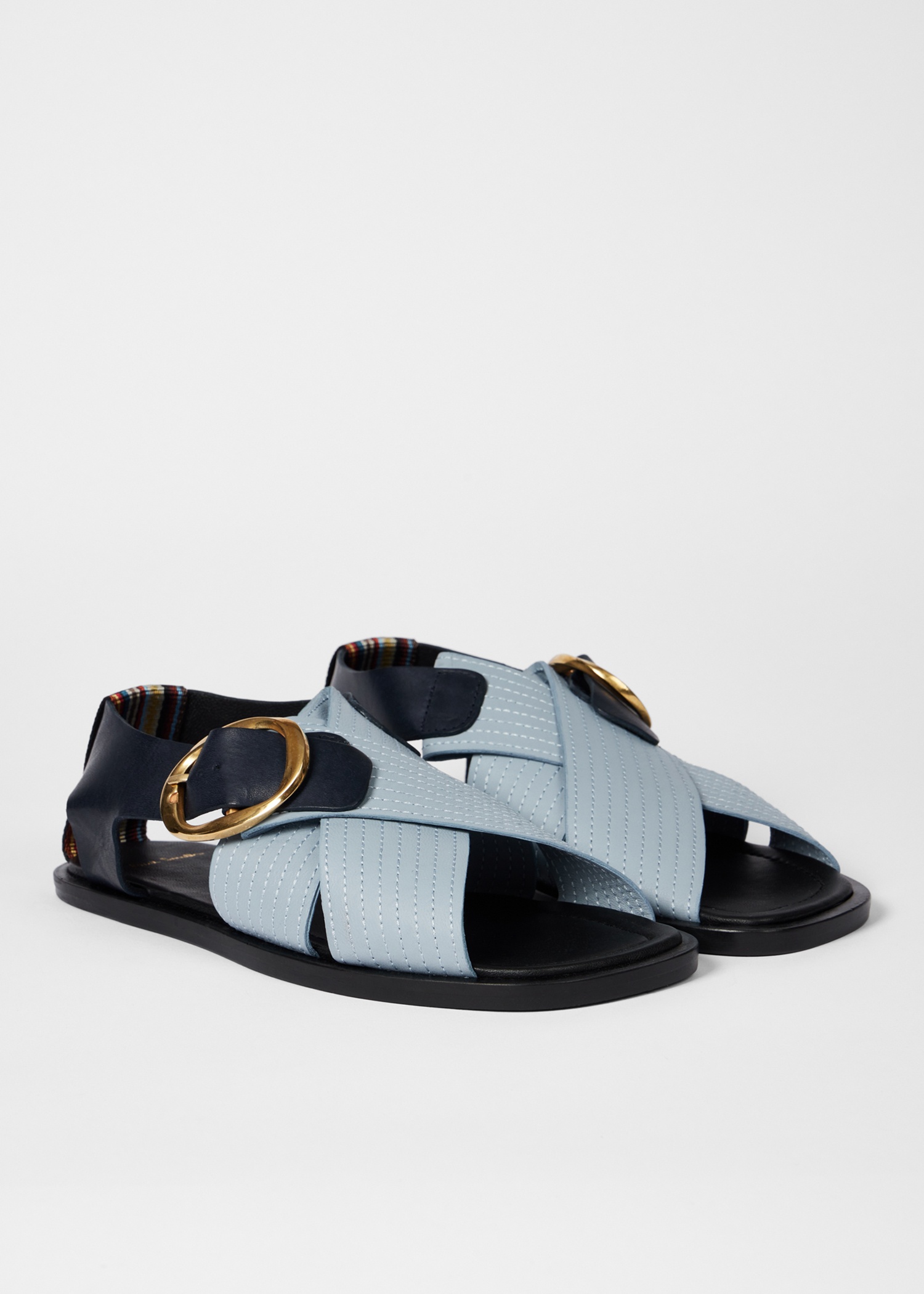 Women's Light Blue 'Merle' Leather Cross Strap Sandals - 2