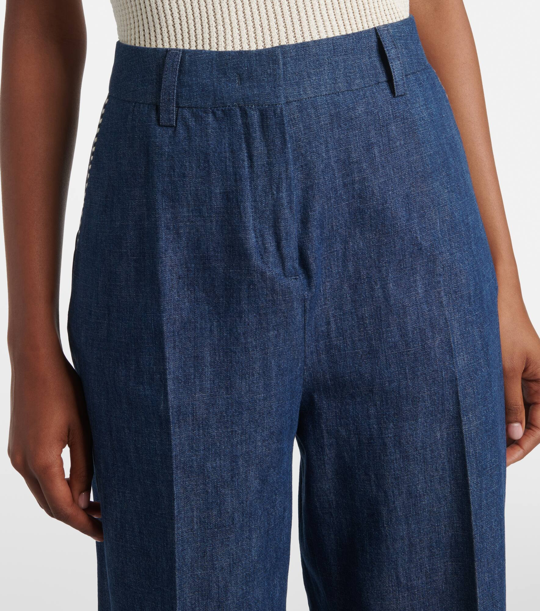 Chambray straight pants - 4