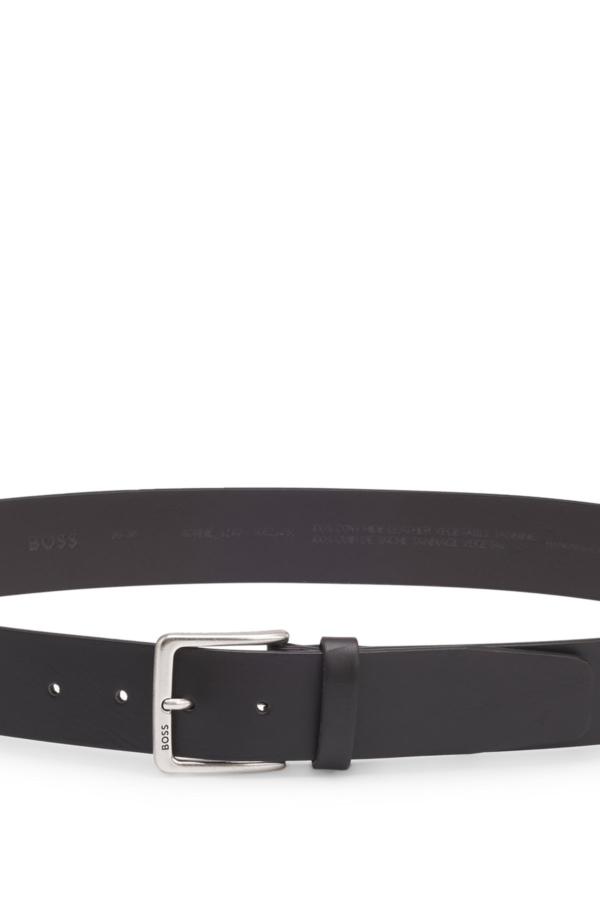 ITALIAN-LEATHER BELT WITH POLISHED BRANDED BUCKLE - 4