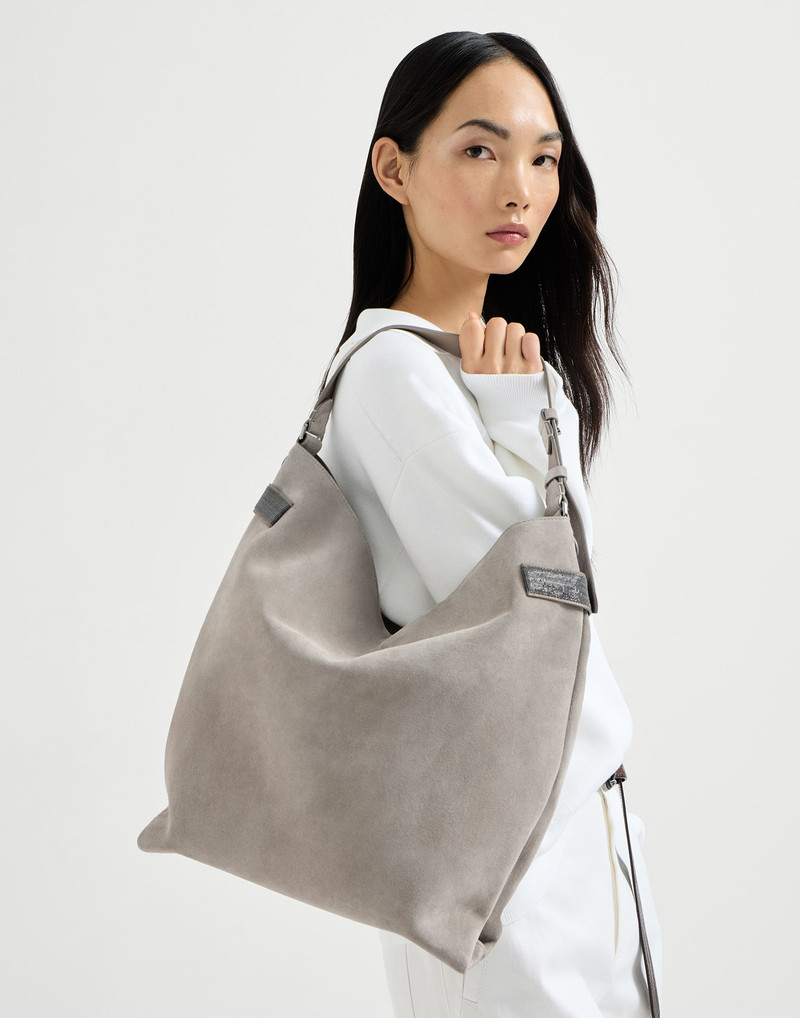 Essence hobo bag in suede with precious bands 4