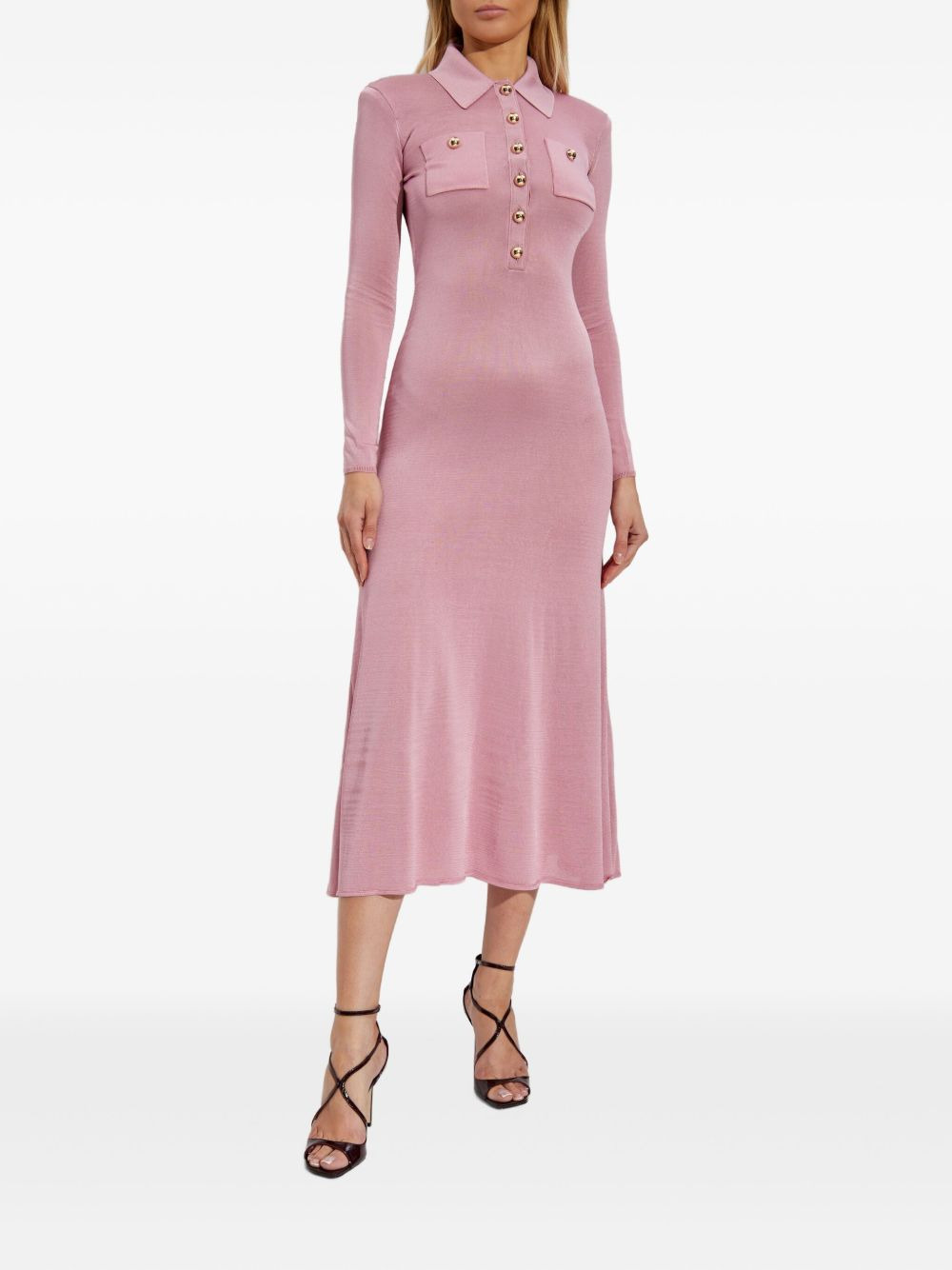 polo-neck button-front dress - 5