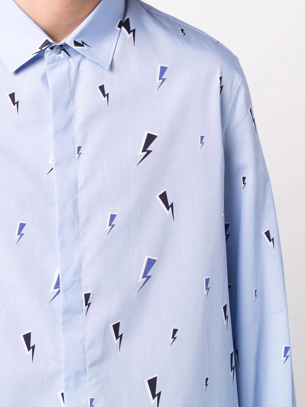 thunderbolt print cotton shirt - 5