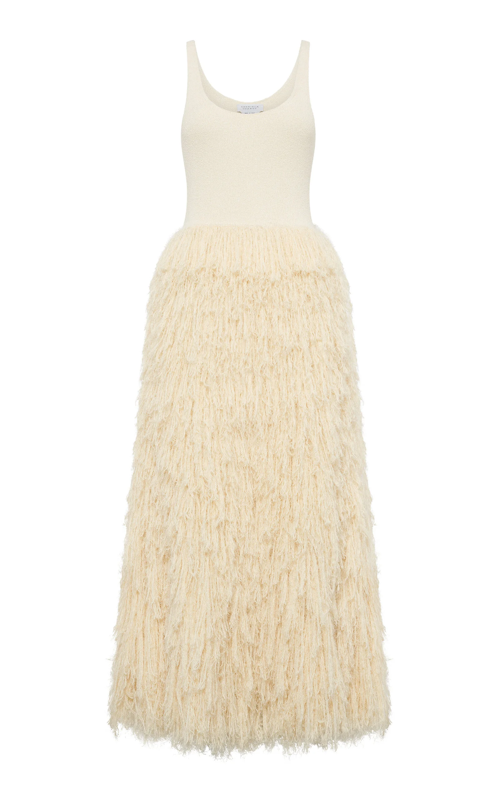 Elianor Fringed Silk-Cashmere Maxi Dress off-white - 1