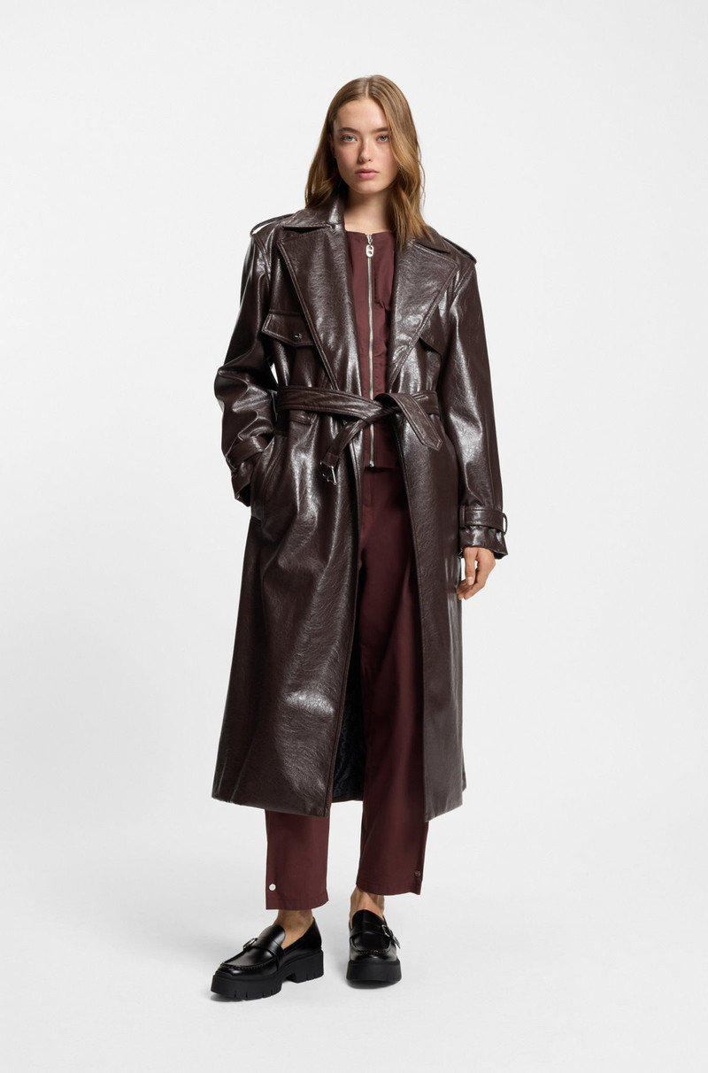 HUGO LONG-LENGTH RELAXED-FIT TRENCH COAT IN FAUX LEATHER outlook