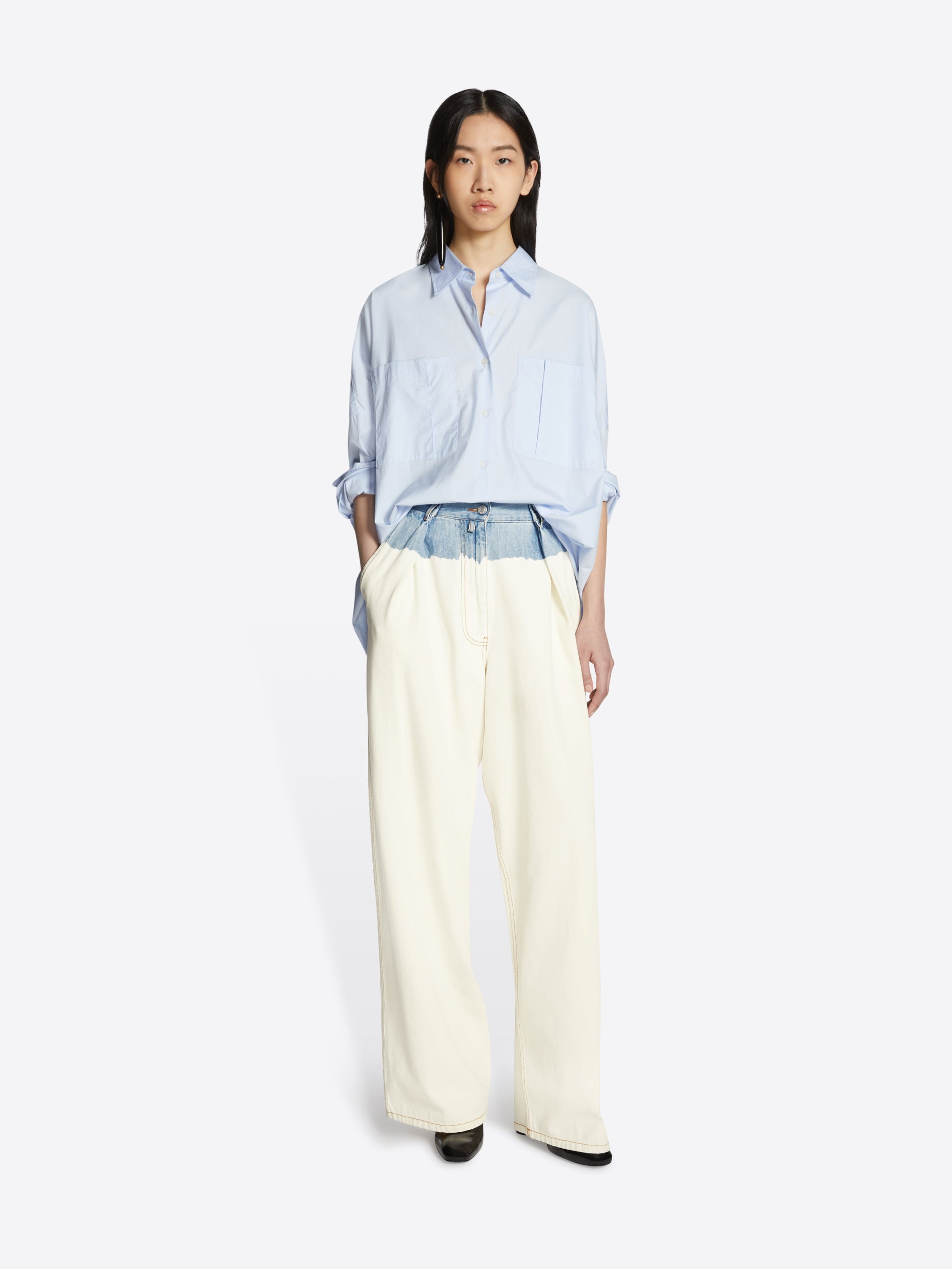 PLEATED BLEACH JEANS - 2