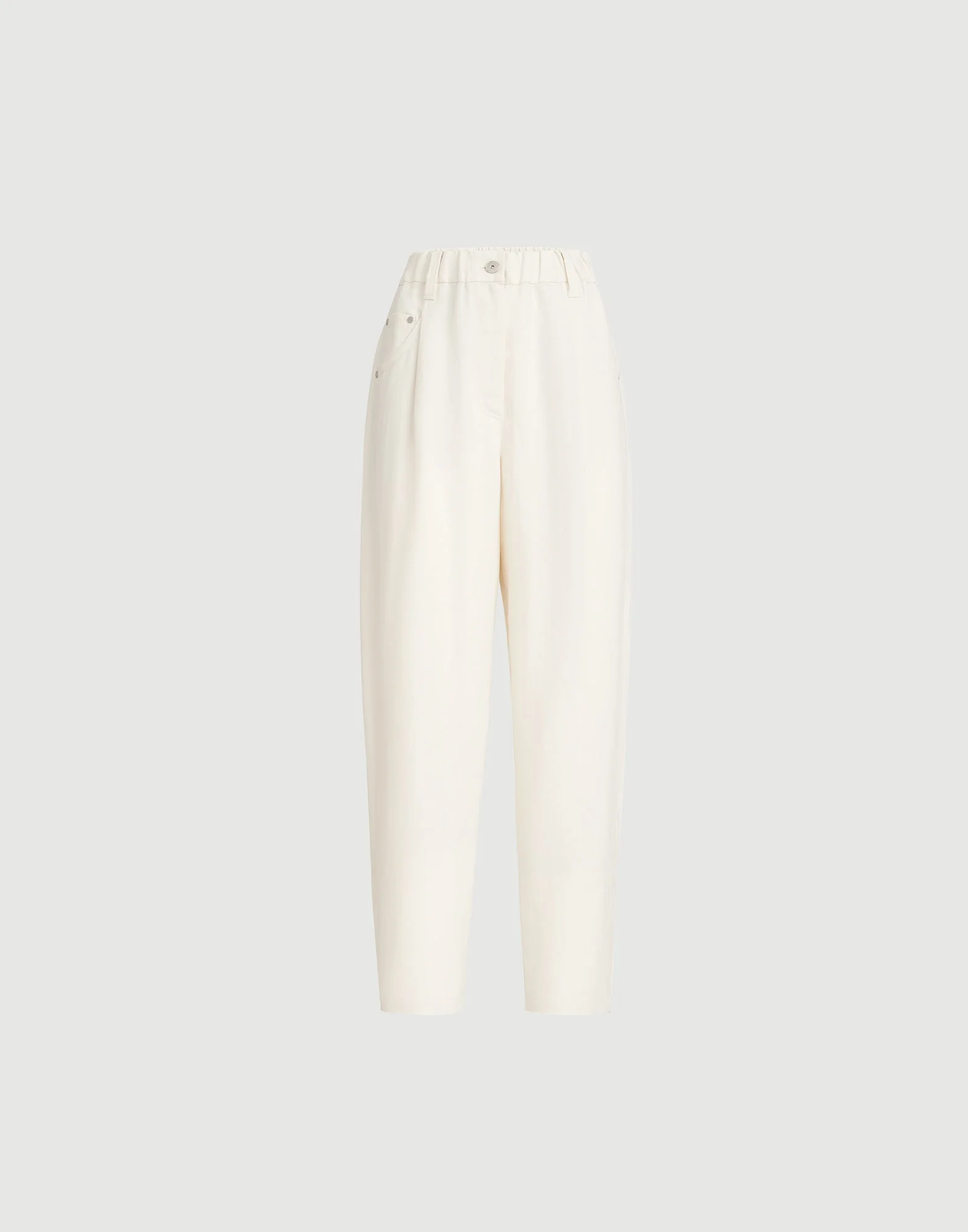 Viscose and linen fluid twill baggy trousers with monili - 1
