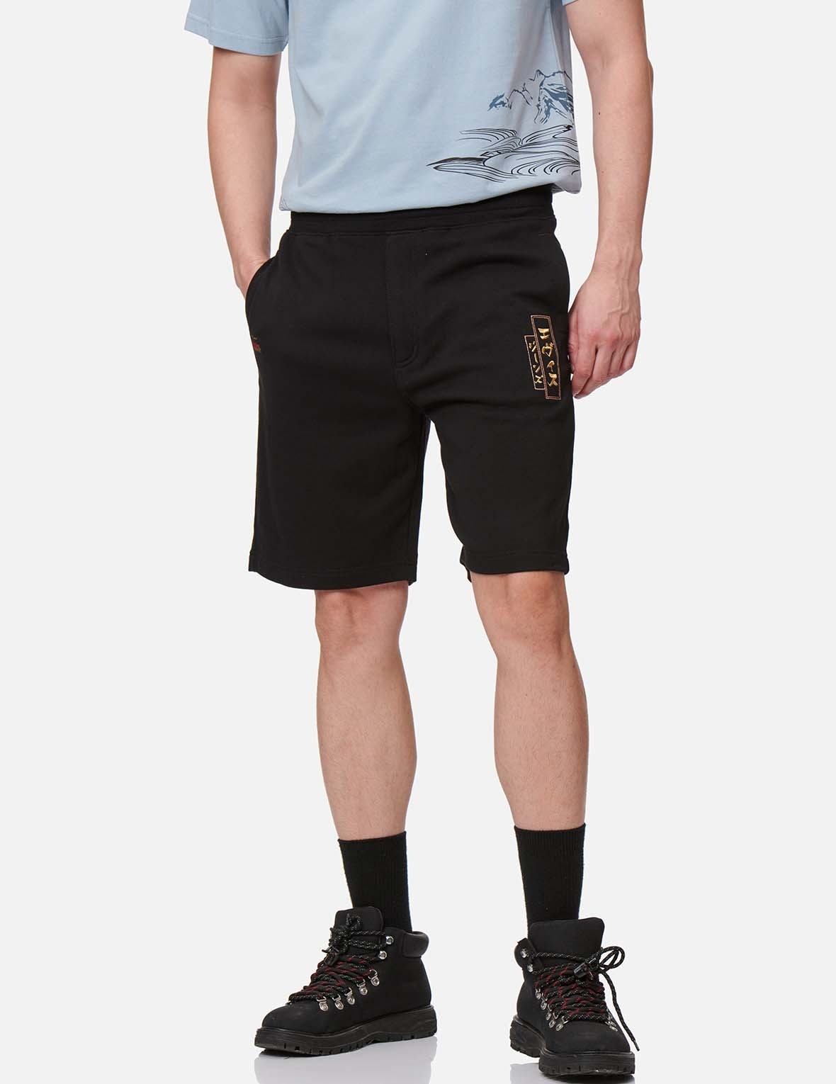 JAPANESE ART SEAGULL EMBROIDERED SWEAT SHORTS - 3