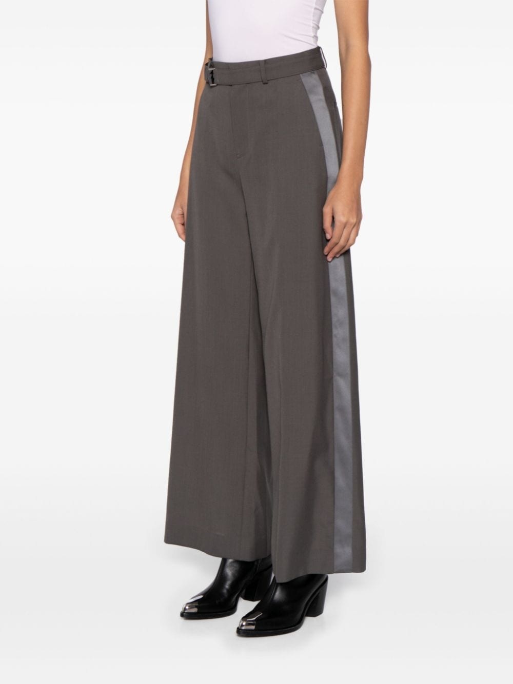 satin-stripe tailored trousers - 3