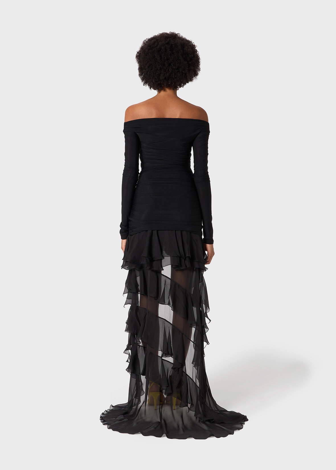 MINI DRESS IN JERSEY WITH CHIFFON TRAIN - 4