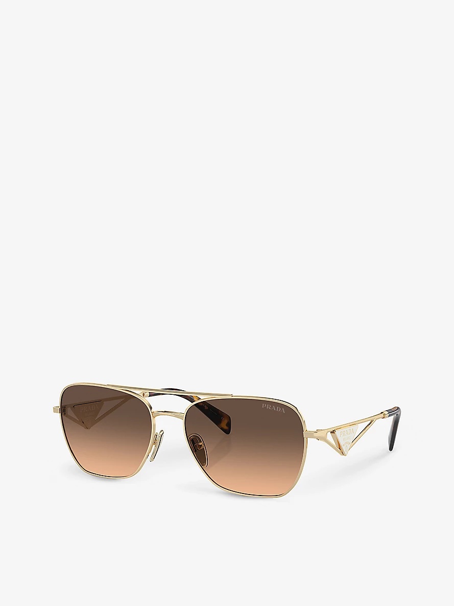 PR A50S aviator-frame tortoiseshell metal sunglasses - 2
