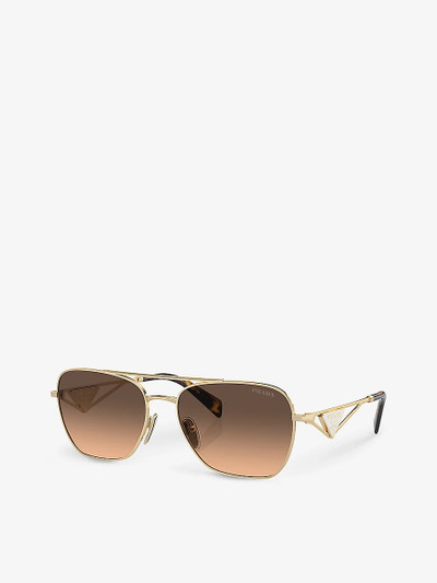 Prada PR A50S aviator-frame tortoiseshell metal sunglasses outlook
