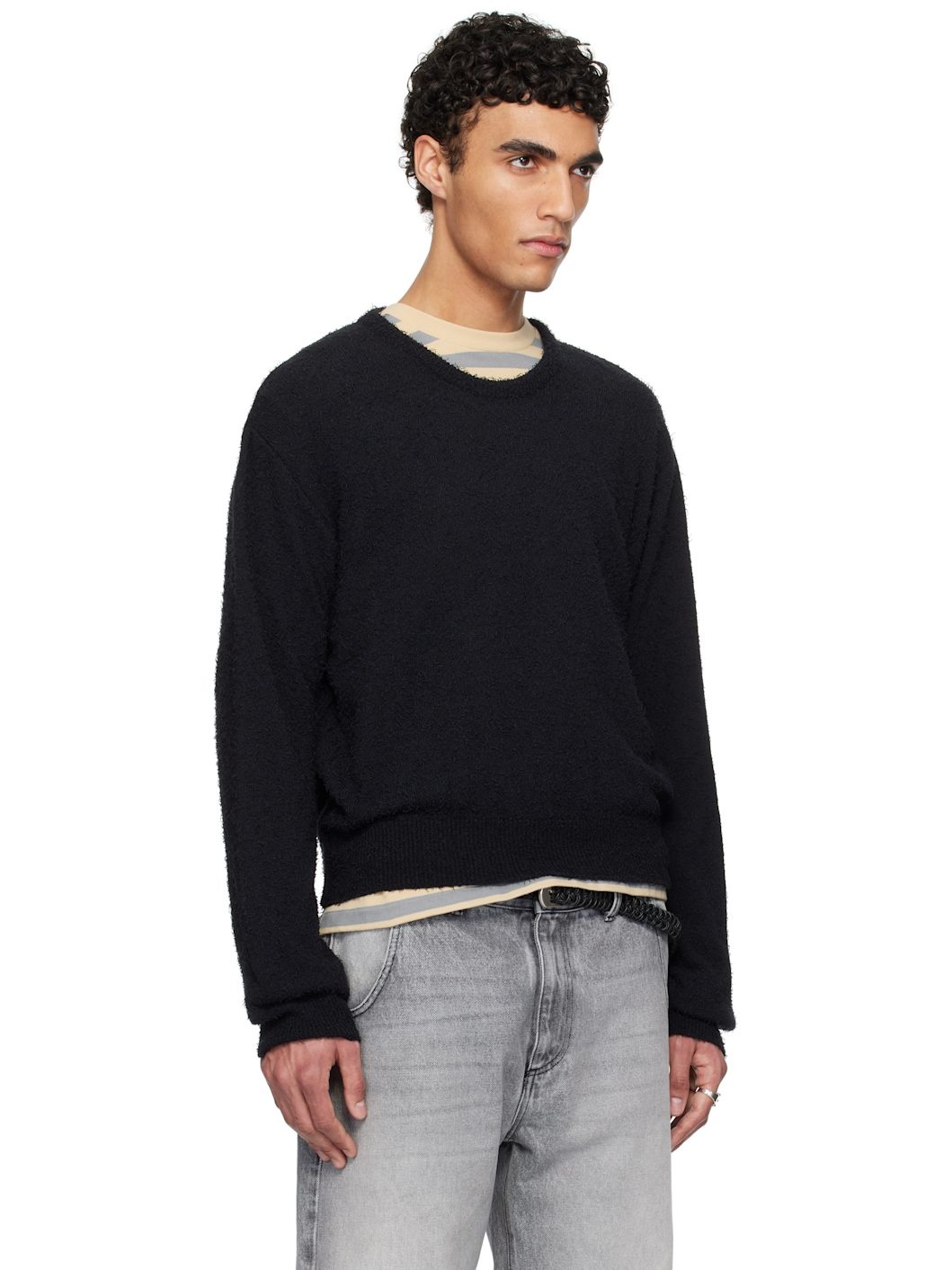 Black Phrase Knit Sweater - 2