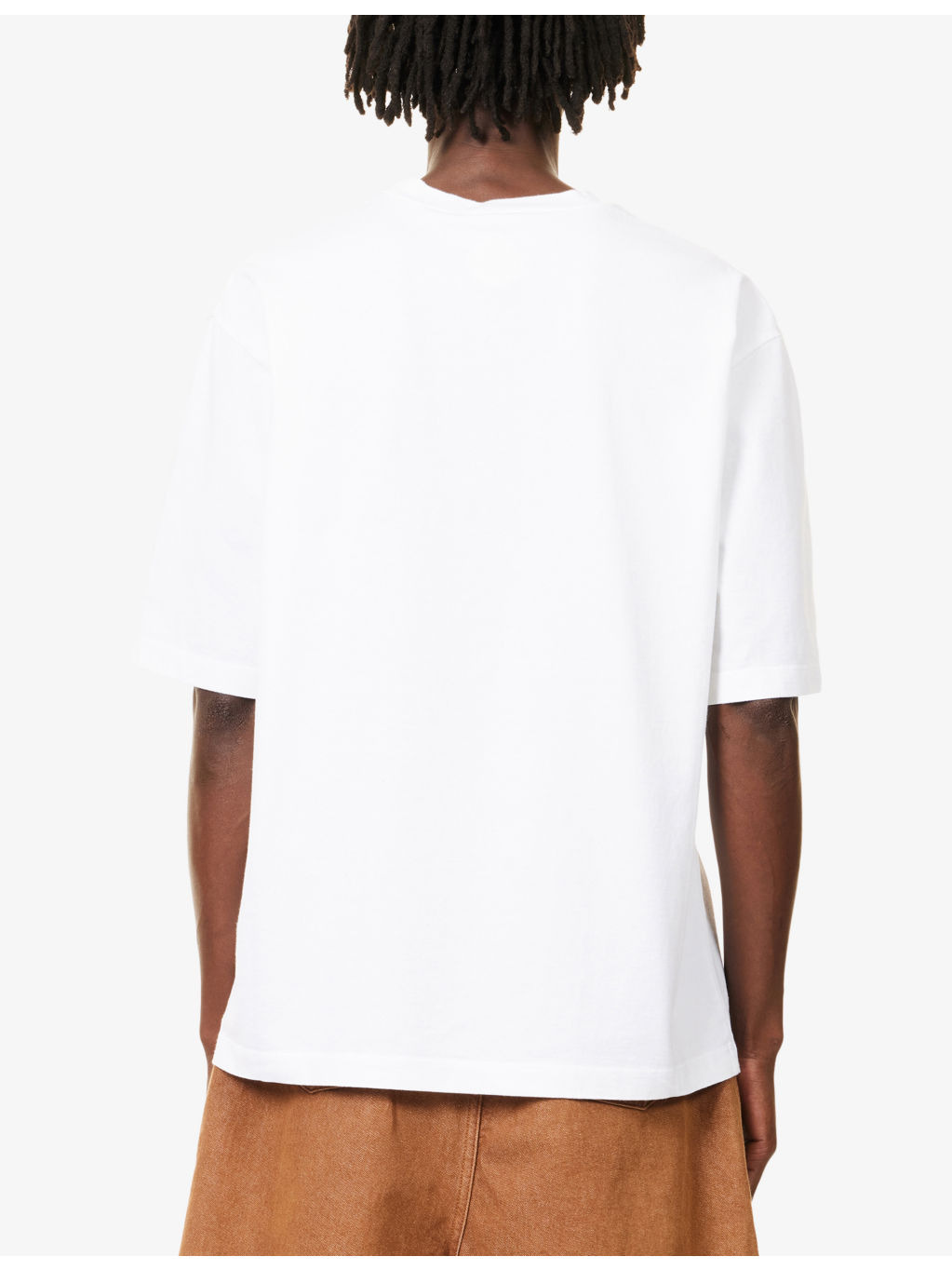 Embossed Text-Print Loose-Fit Cotton T-Shirt - 4