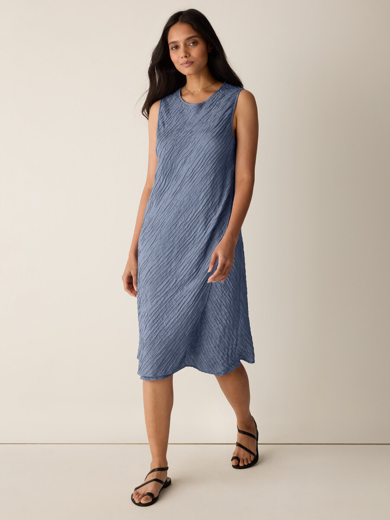 EILEEN FISHER Textured Silk Jacquard Wrap Dress outlook