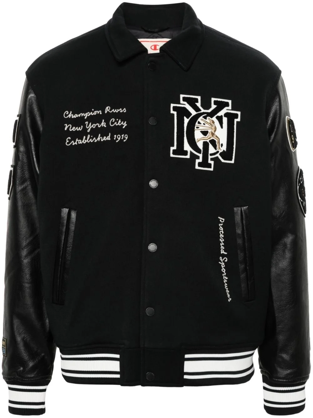 logo-patch bomber jacket - 1