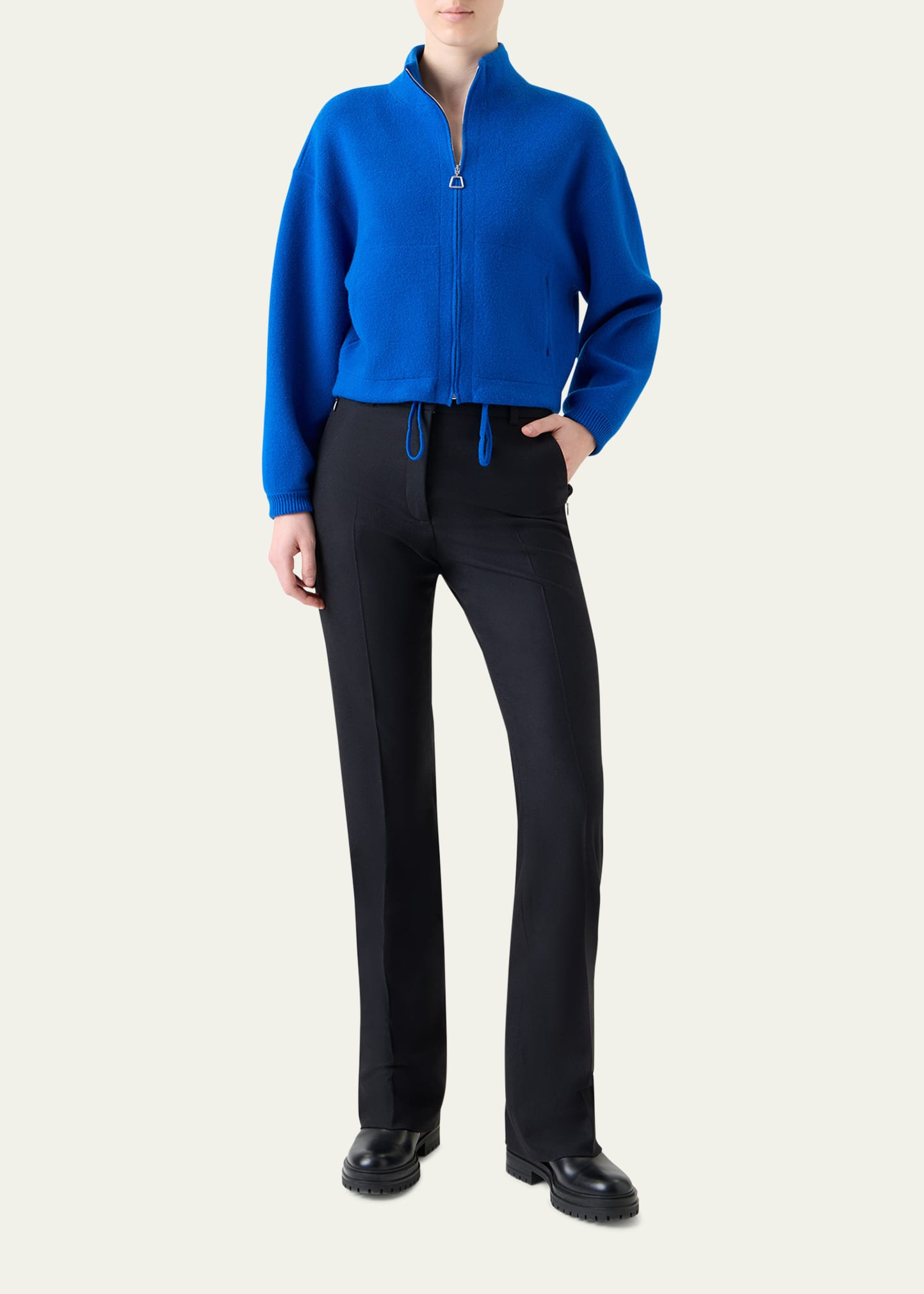 Cashmere Knit Zip Cardigan - 2
