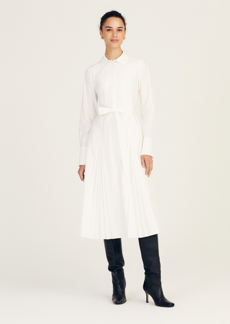 ANNETTE LONG SLEEVE PLEATED SHIRT DRESS 1