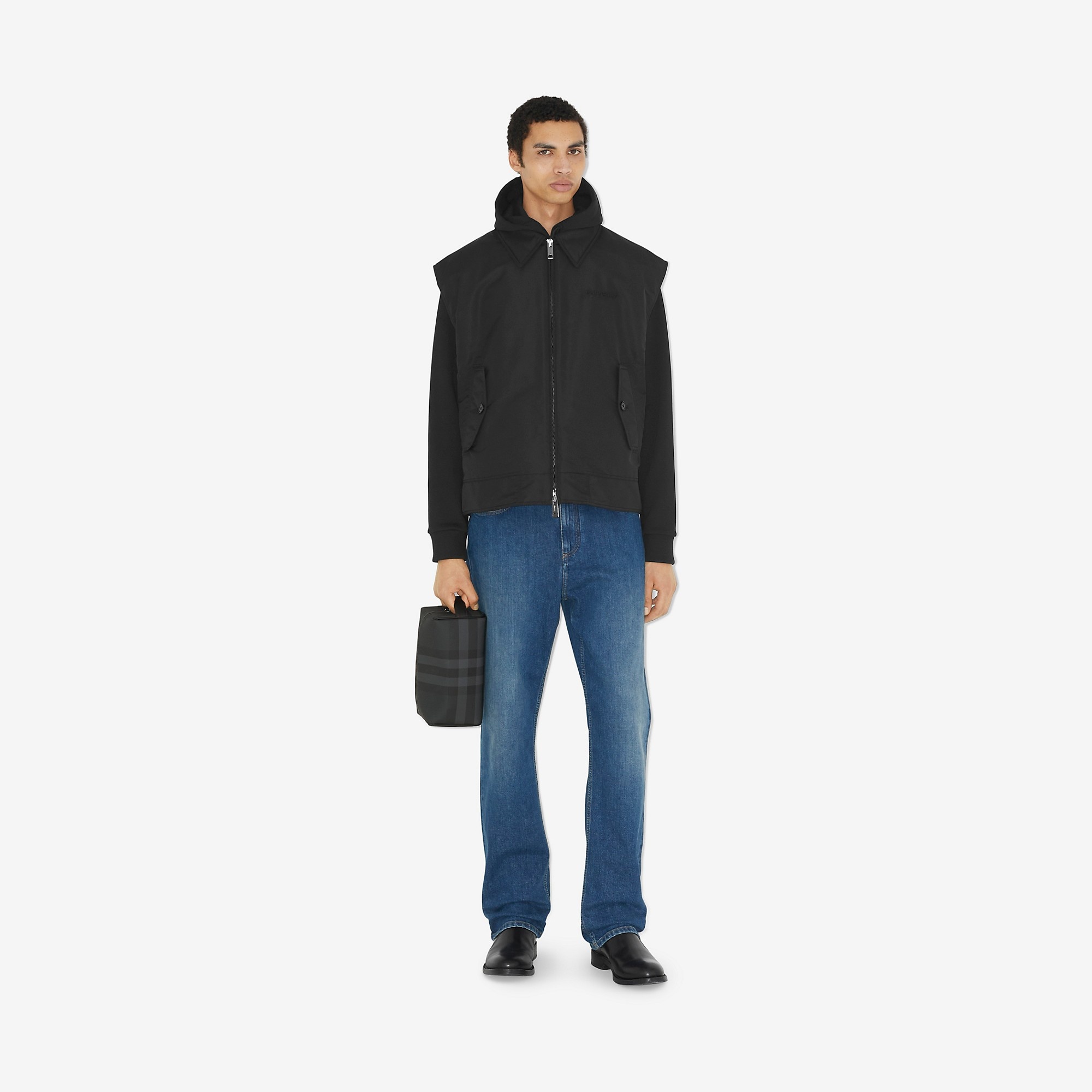 Check and Leather Travel Pouch - 2