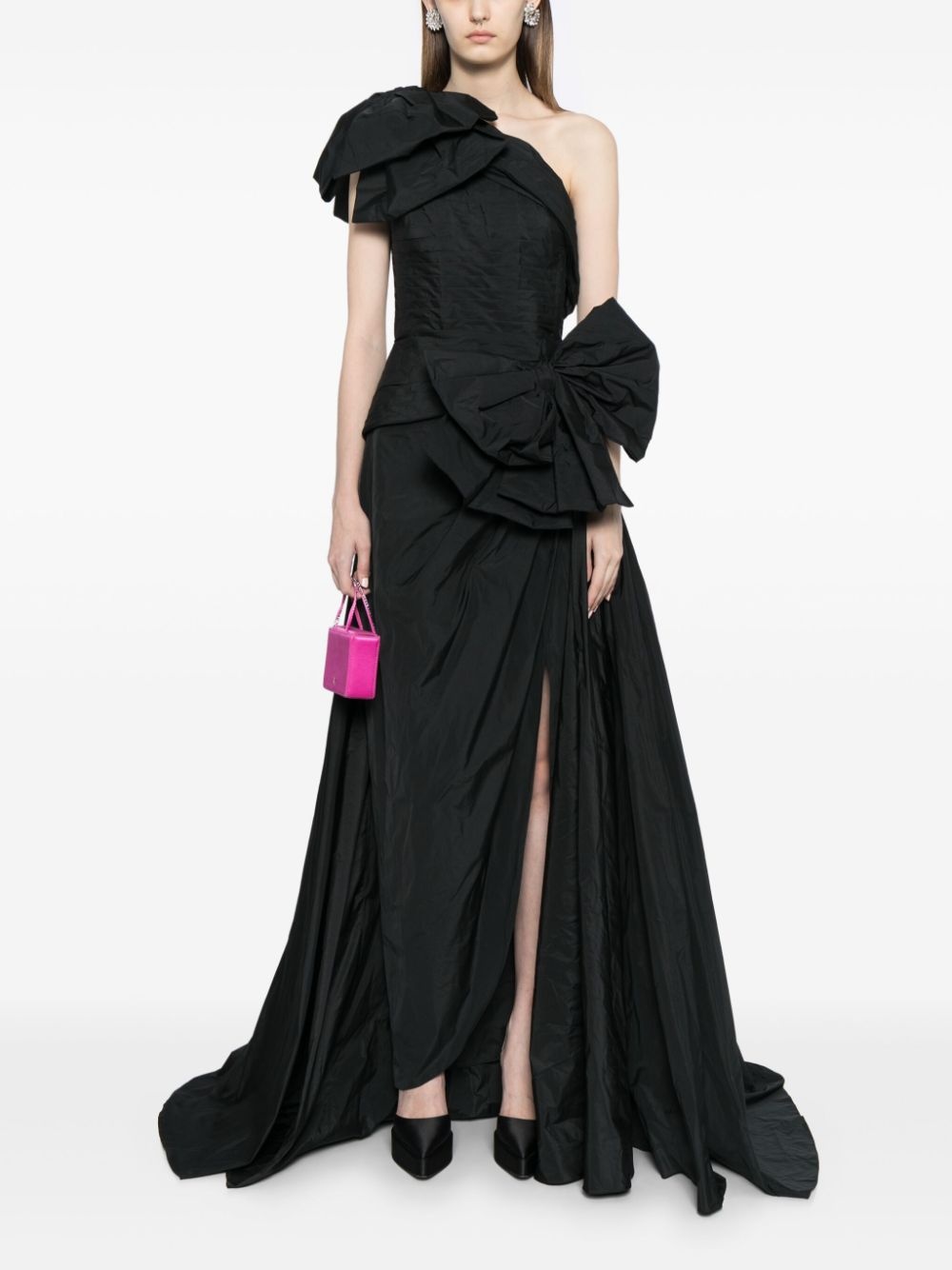 bow-detail silk gown - 2