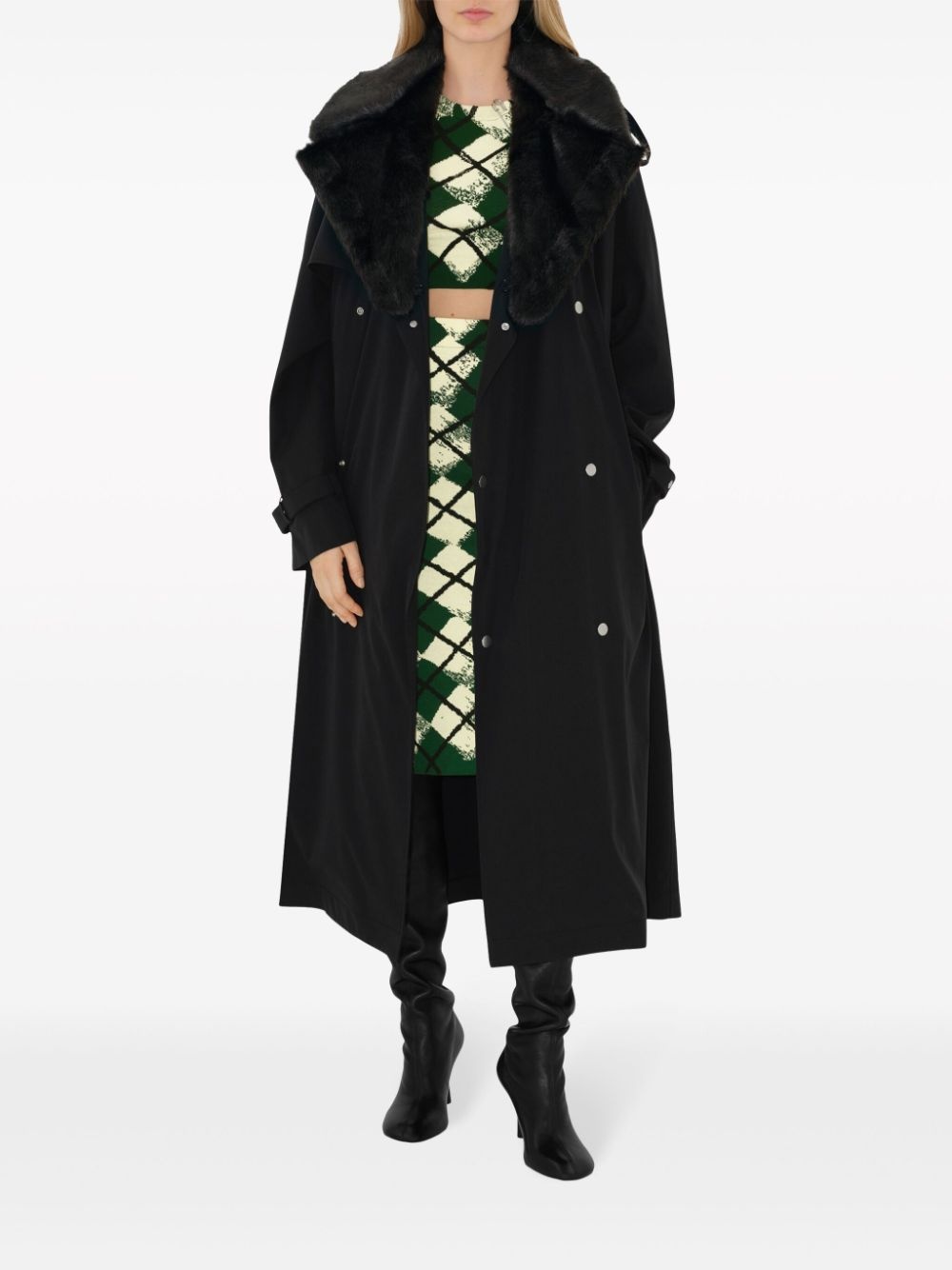 argyle fine-knit cropped jumper - 2