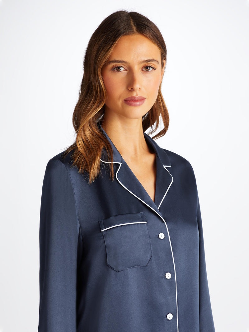 Women's Pajamas Bailey Silk Satin Navy - 6